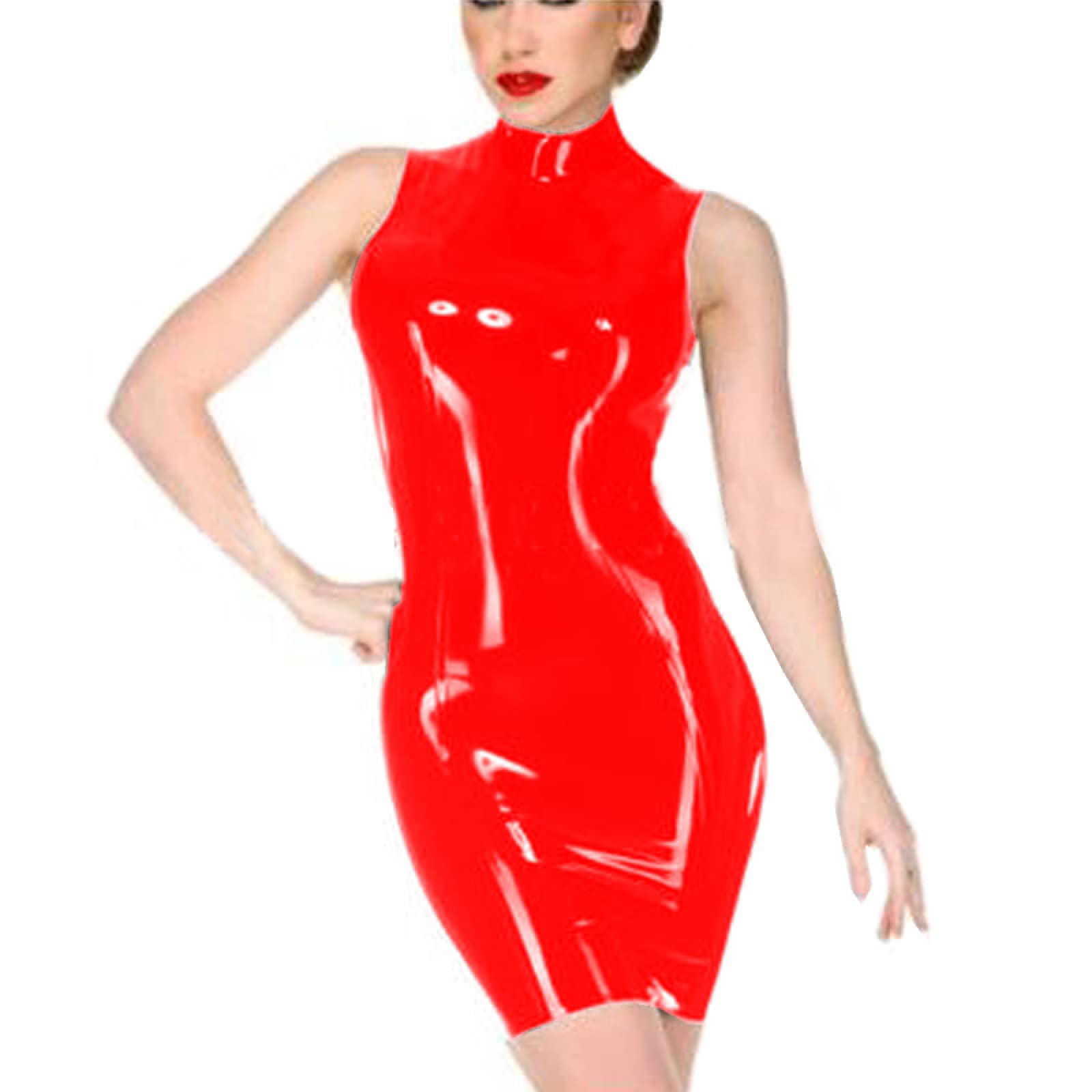 Sexy Sleeveless PVC Mini Dress - Back Zipper Clubwear, Pole Dance Costume, Plus Size Summer Outfit for Women | Perfect for Nightclubs, Bachelorette Parties & Cosplay