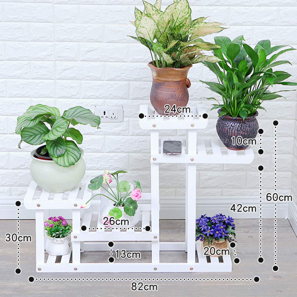 Wooden Plant Stand Shelf with Multi Shelves - Indoor Outdoor Flower Pot Holder for Garden, Patio, Balcony & Lawn - Perfect for Displaying Plants in Small Spaces & Home Decor