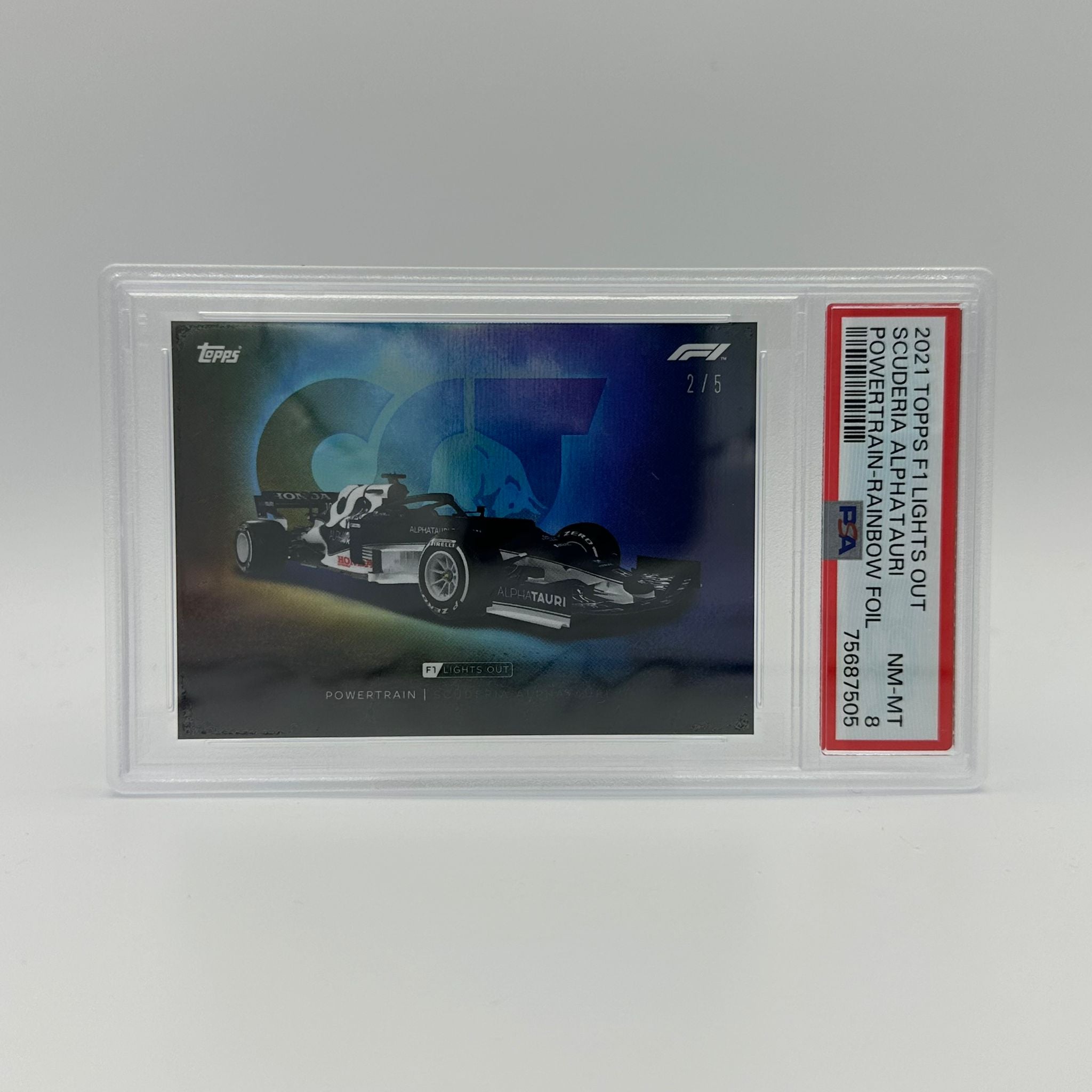 PSA 8 Graded 2/5 Alpha Tauri Powertrain Rainbow Foil F1 Trading Card - Perfect for Collectors, Racing Fans & Investment