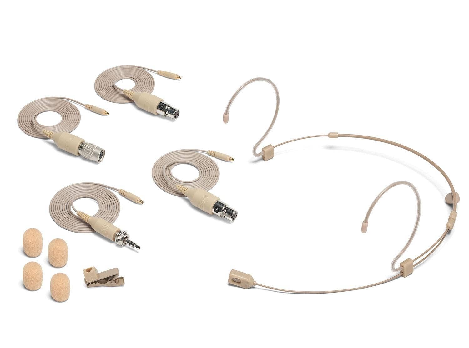 Samson DE60X Unidirectional Headset Microphone with Miniature Condenser - Professional Wireless Mic for Performers, Presenters & Broadcasters - Includes 4 Adapter Cables for Shure, Sennheiser & Other Systems (Beige) - Perfect for Live Performances, Public Speaking & Studio Recording