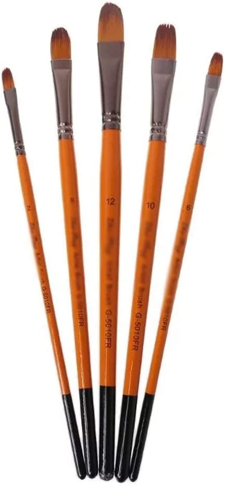 5pcs/Set Professional Filbert Paint Brushes - Fine Nylon Hair for Watercolor, Gouache, Acrylic & Oil Painting - Artist DIY Tools - Perfect for Canvas, Paper & Wood Art Projects