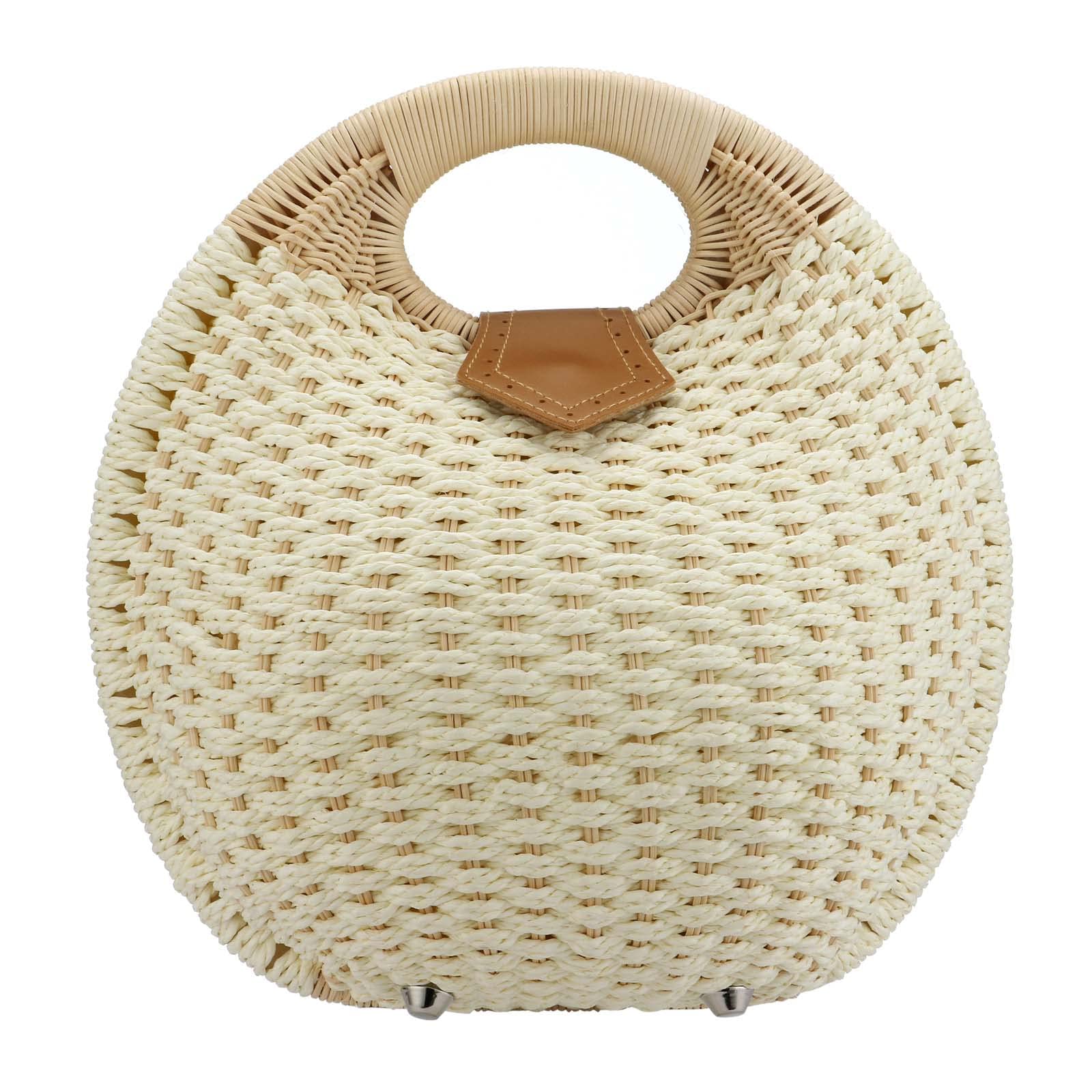 Women's Shell-Shaped Straw Beach Bag - Handwoven Rattan Tote for Summer - Perfect for Vacations, Picnics & Poolside Lounging