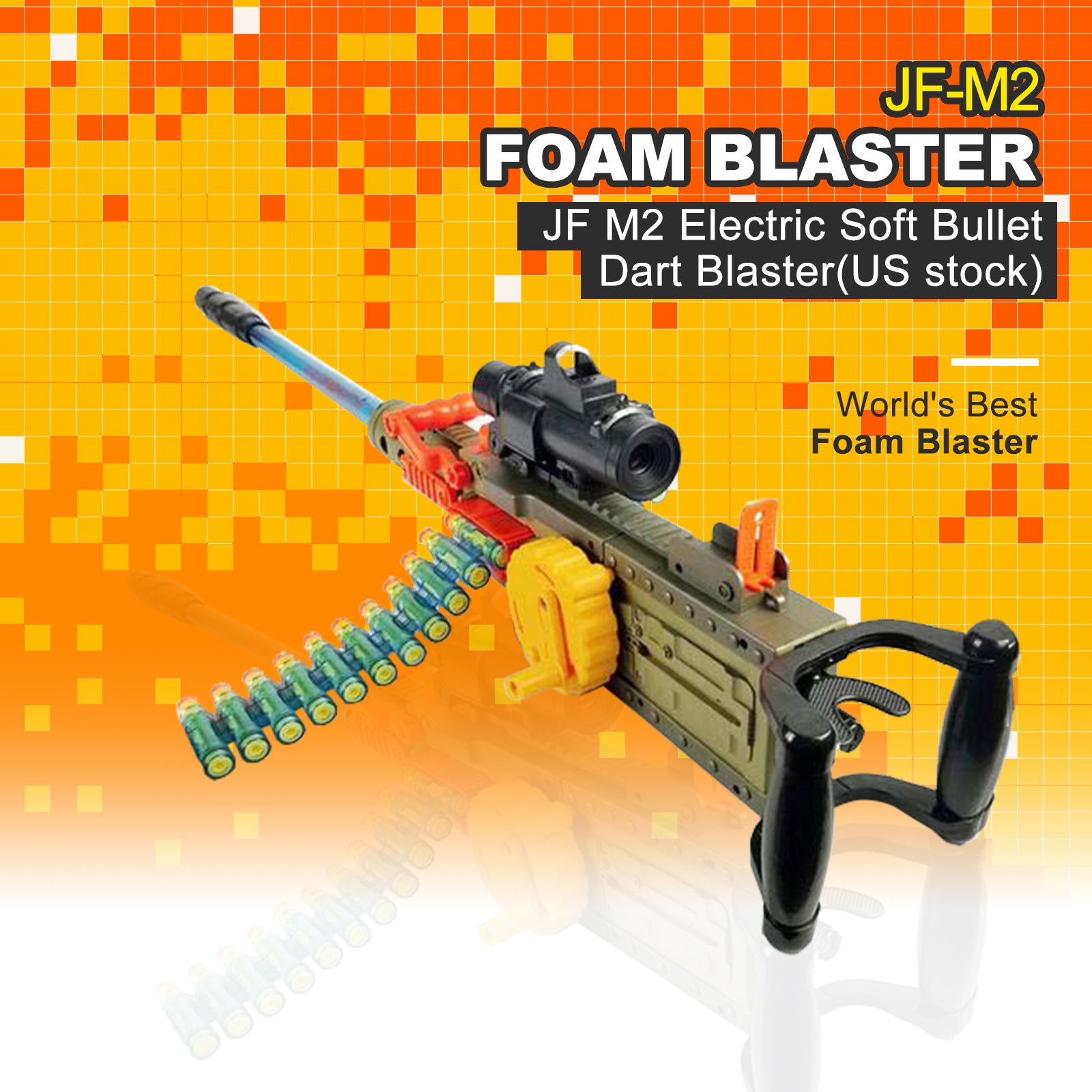 JF M2 Electric Soft Bullet Dart Blaster Toy Gun - High Powered Foam Dart Shooter for Outdoor Games & Nerf Battles (US Stock) - Perfect for Backyard Fun, Team Competitions & Kids Birthday Parties