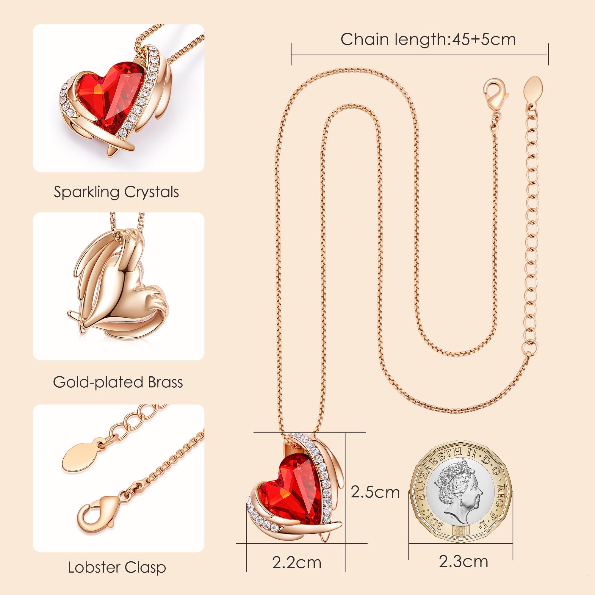 Heart Necklace for Women - Elegant Pendant Jewelry Gift for Her, Wife, Girlfriend - Perfect for Anniversary, Birthday, Mother's Day, Christmas & Valentine's Day - Ideal for Romantic Dates, Special Occasions & Everyday Wear