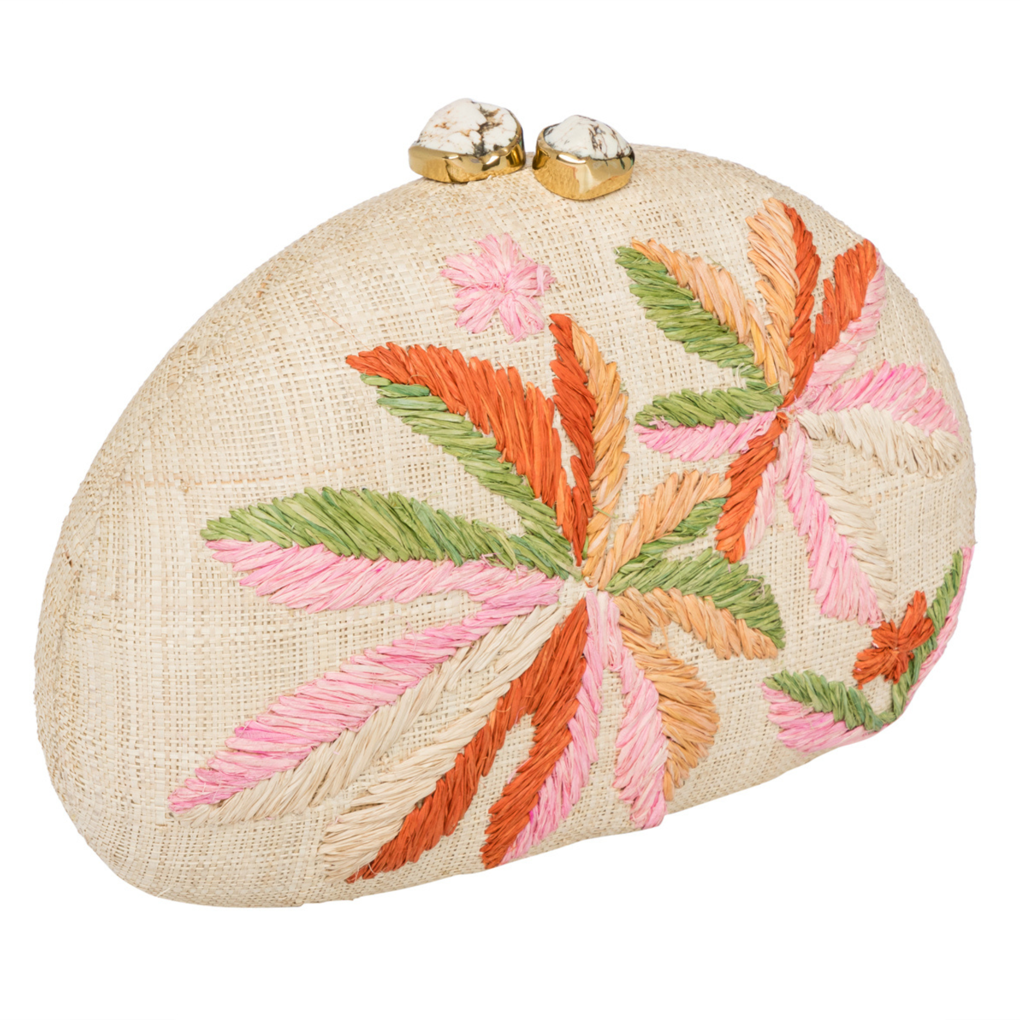 Berna Raffia Leaf Clutch Handbag - Natural Woven Straw Clutch Purse for Women - Perfect for Summer, Beach, Wedding, and Evening Events