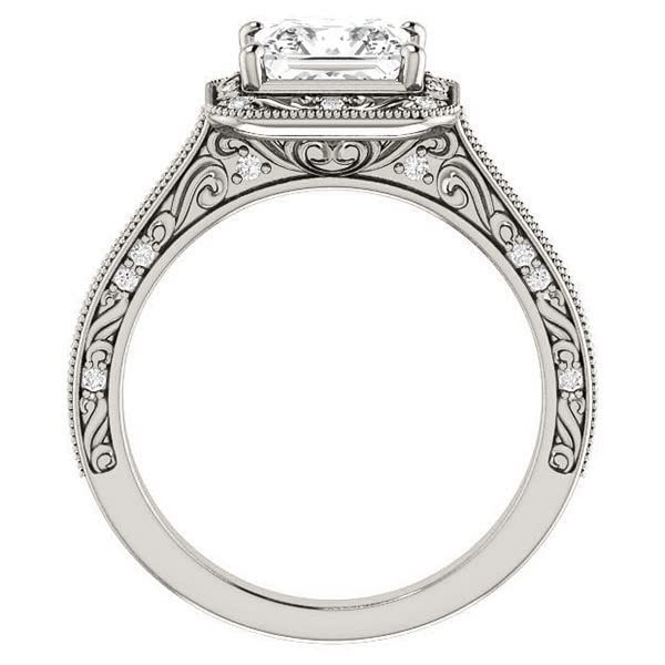 2 Carat Princess Cut Colorless Moissanite Engagement Ring Set for Women - Sterling Silver Wedding Bridal Ring Set with Half-Bezel Solitaire - Anniversary Promise Gift for Her (Perfect for Proposals, Weddings & Special Occasions)