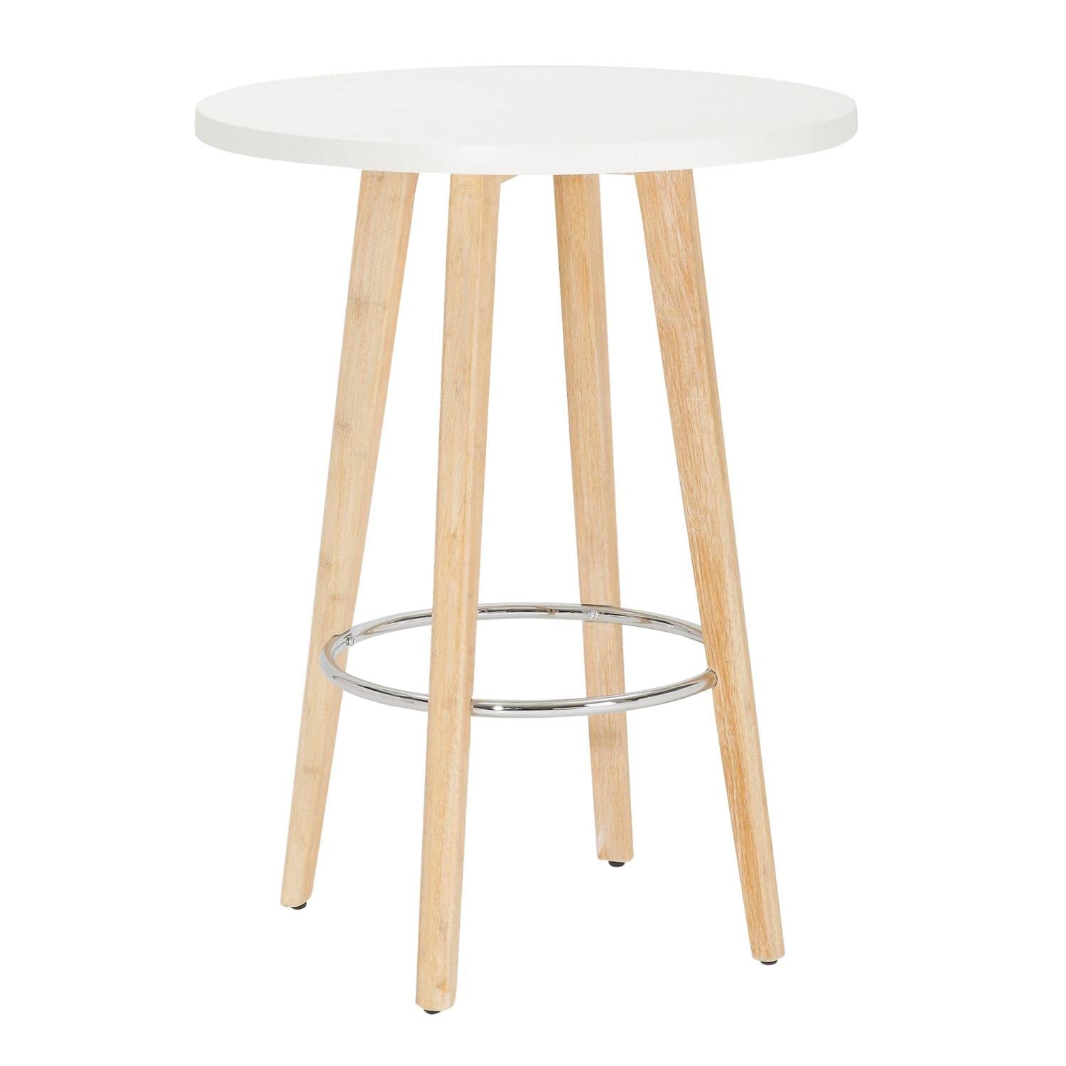 LumiSource Ahoy Round Counter Height Table - White Washed Wood, Chrome & White MDF - Perfect for Kitchen Islands, Breakfast Nooks & Small Space Dining
