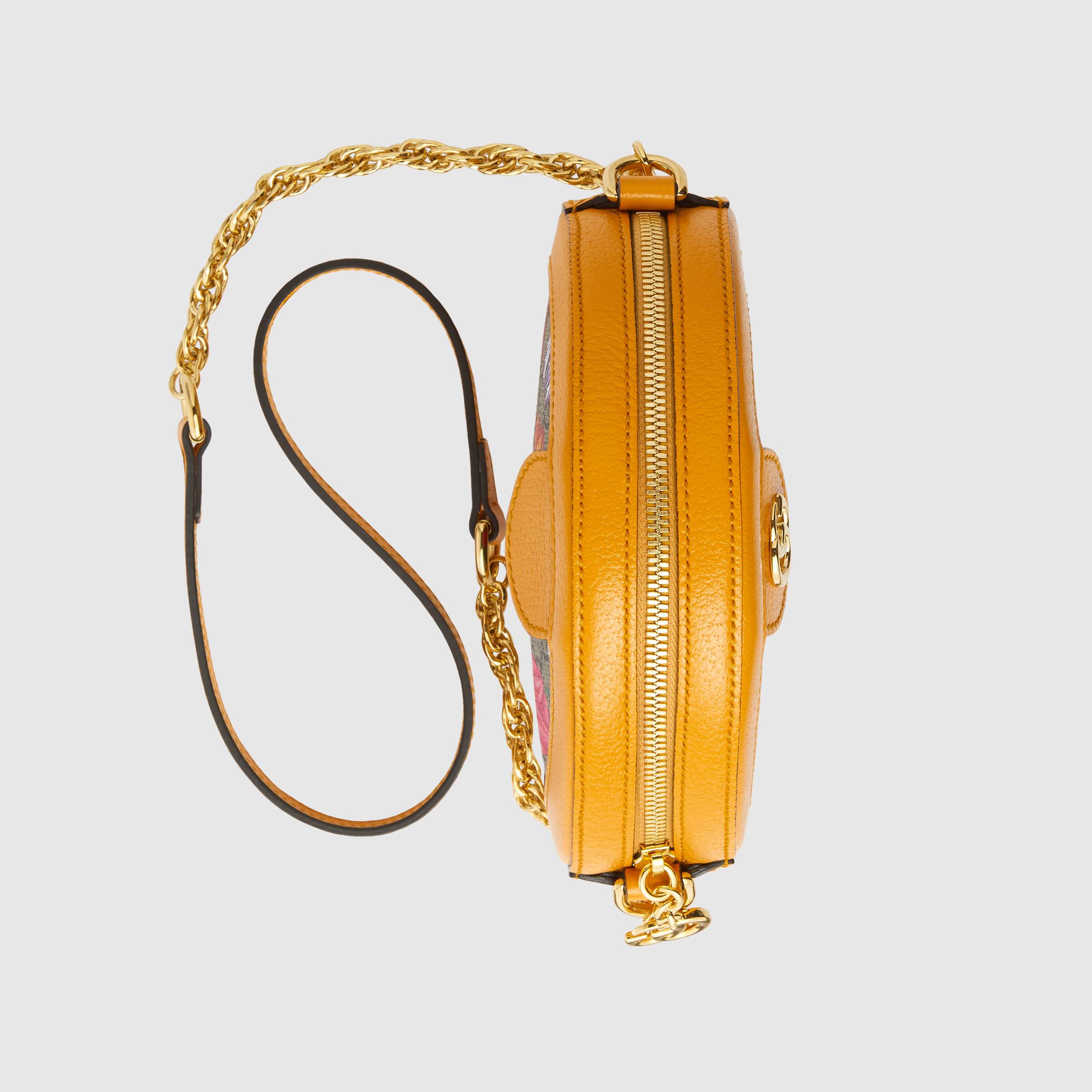 Gucci Ophidia GG Flora Mini Round Shoulder Bag in Yellow | Luxury Crossbody Purse for Women | Perfect for Date Night, Shopping & Travel
