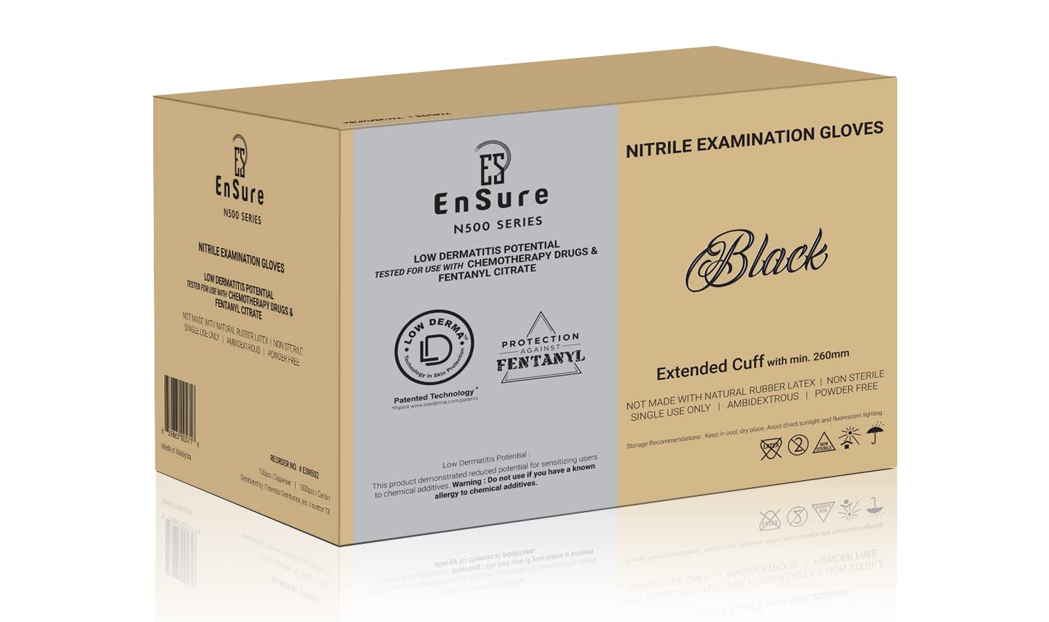 Premium Black Nitrile Exam Gloves - 5 Mil Thick, Powder & Latex Free, Chemo Rated, Non-Sterile, Textured Fingertips, Extended Cuff - Ideal for Medical, Dental, Food Handling & Industrial Use