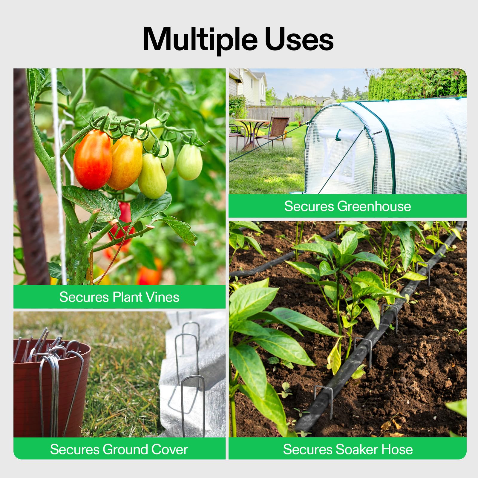 VIVOSUN 6 Inch 100-Pack Heavy Duty Galvanized Steel Landscape Staples - 11 Gauge U-Shaped Garden Pins for Weed Barrier Fabric, Soaker Hose, Fencing, and Ground Cover - Perfect for Lawn, Garden, and Landscaping Projects