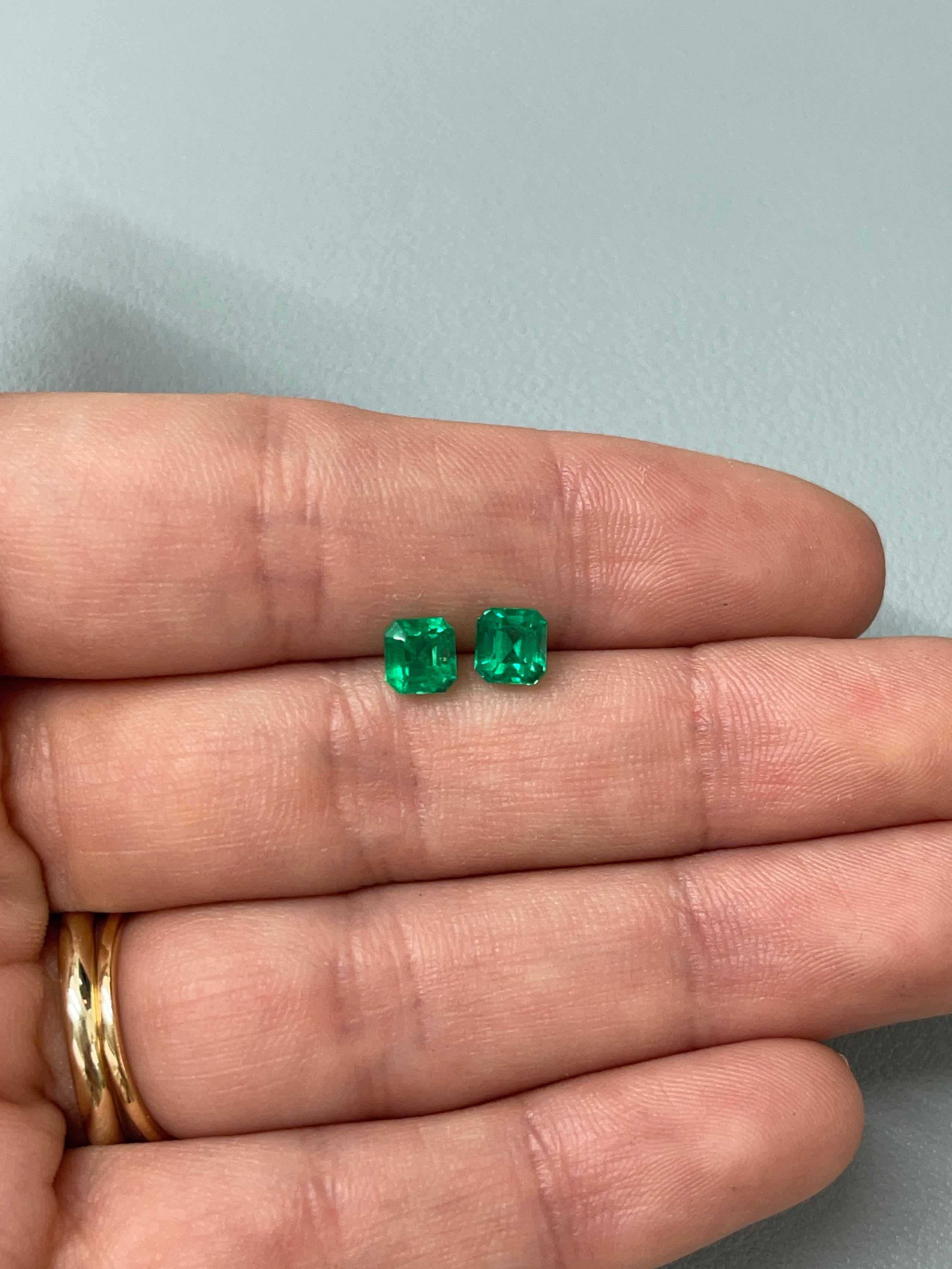 1.63tcw 5.5x5 AAA+ Matching Muzo Green Loose Colombian Emeralds Asscher Cut - Premium Gemstones for Jewelry Making, Engagement Rings & Luxury Gifts
