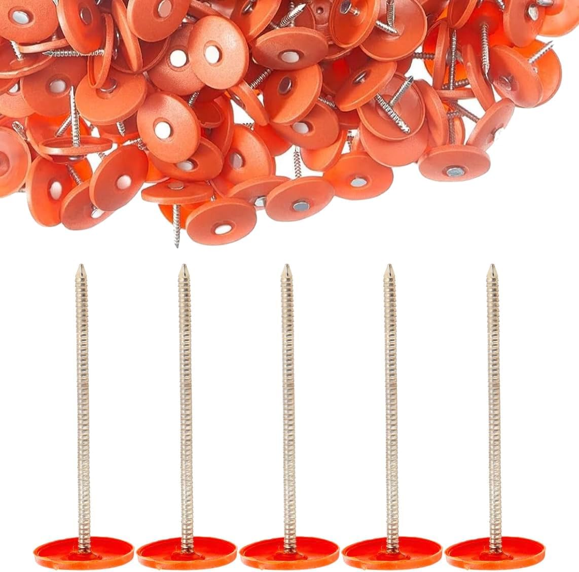 2000 Pack - 3 Inch Galvanized Round Plastic Cap Roofing Nails for House Wrap, Foam Board, Roofing Felt & Insulation Film - Durable Construction Fasteners for Home Roofing, Siding & Weatherproofing Projects