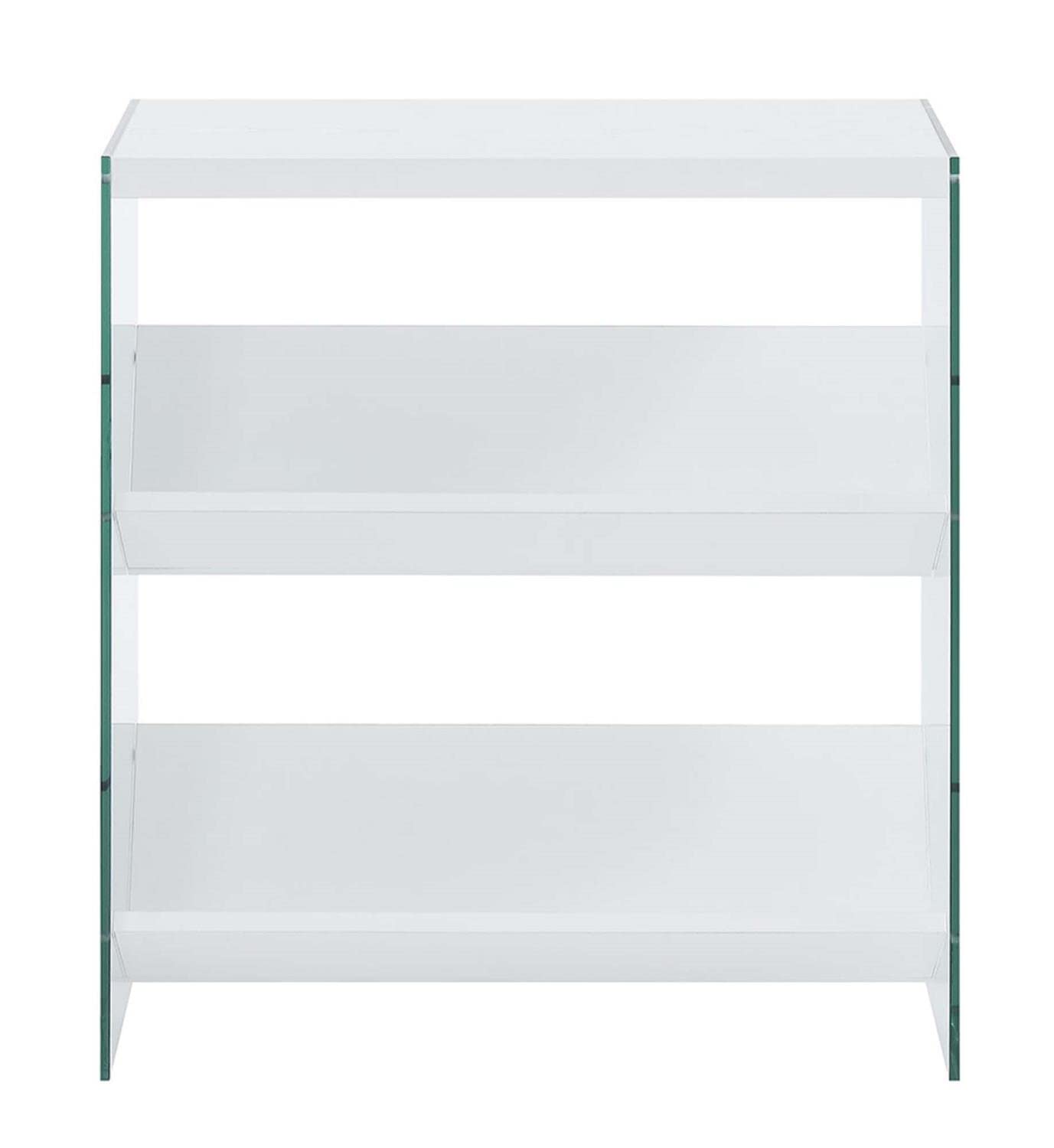 Convenience Concepts Soho Bookcase - White & Glass Shelving Unit for Home Office, Living Room & Bedroom Storage | Modern Bookshelf with Glass Doors