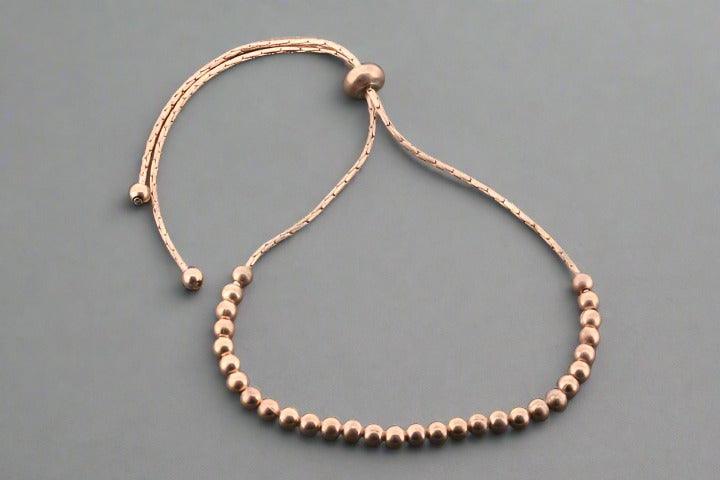 Rose Gold Over Silver Multi-Round Bead Bracelet - Elegant Stackable Jewelry for Women, Perfect for Everyday Wear & Special Occasions