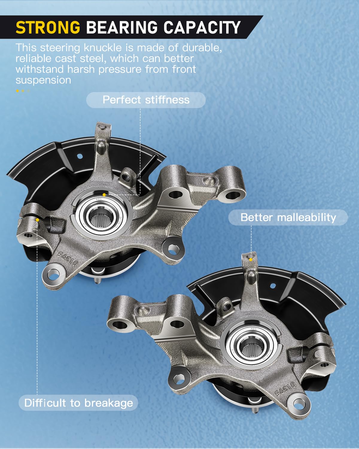 OCPTY Front Steering Knuckles & Wheel Bearing Hub Assembly - Driver & Passenger Side - Compatible with 2007-2010 Ford Edge 3.5L (Part #LK055 LK056) - Perfect for Smooth Steering & Wheel Alignment Repairs