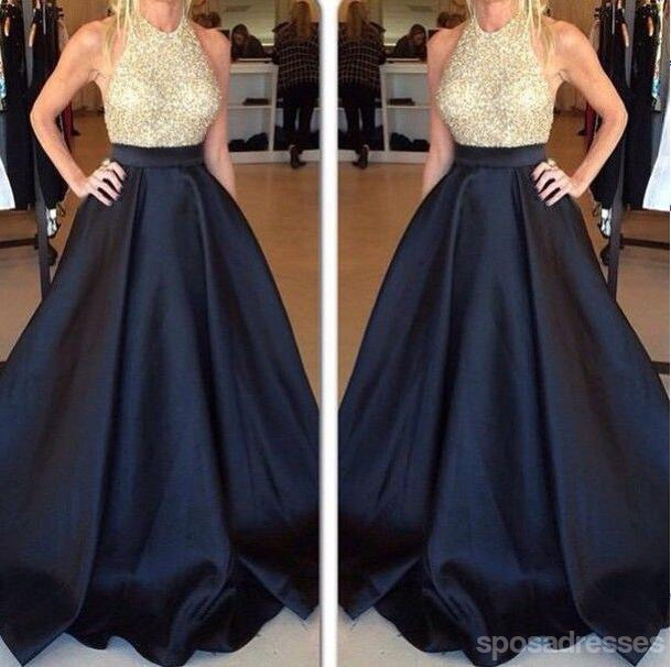 Sexy Navy Halter Backless Long Prom Dress for Evening & Formal Events - Custom Made Elegant Gown for Prom, Homecoming, and Special Occasions