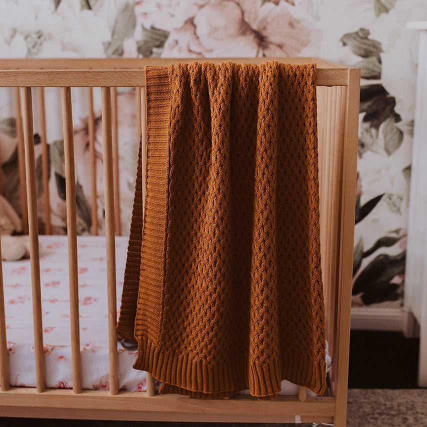 Snuggle Hunny Diamond Knit Baby Blanket - Soft & Cozy Bronze Baby Blanket for Newborns, Infants & Toddlers - Perfect for Nursery, Stroller, Swaddling & Gift Giving