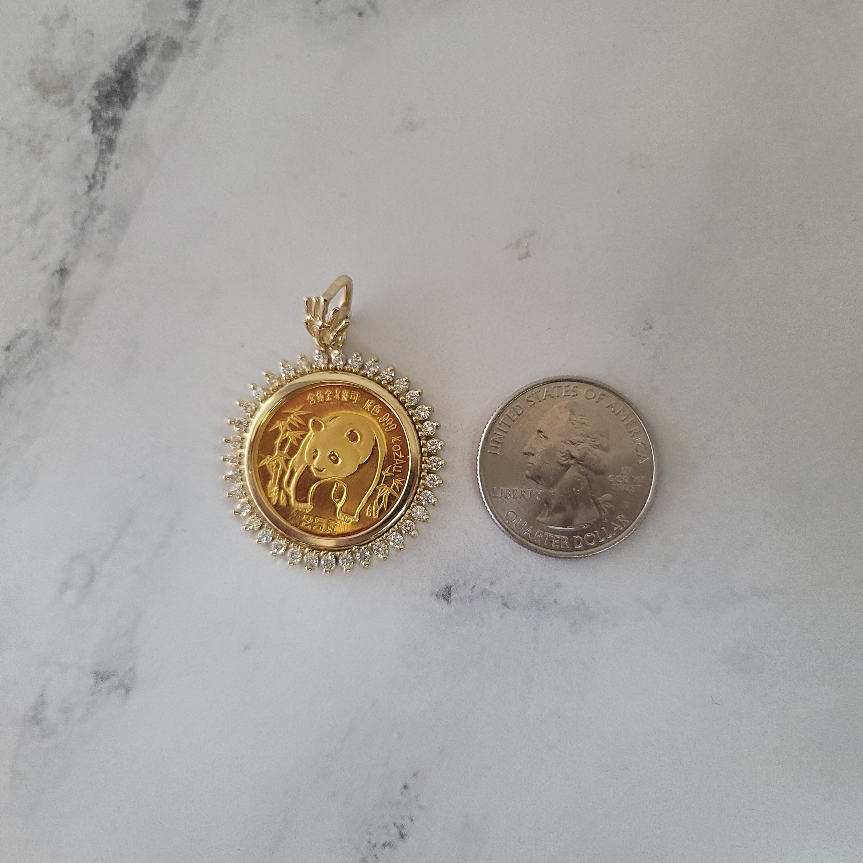 1/25OZ Fine Gold Panda Coin Necklace with Diamond Halo - Elegant Jewelry Gift for Women, Perfect for Birthdays, Anniversaries & Special Occasions