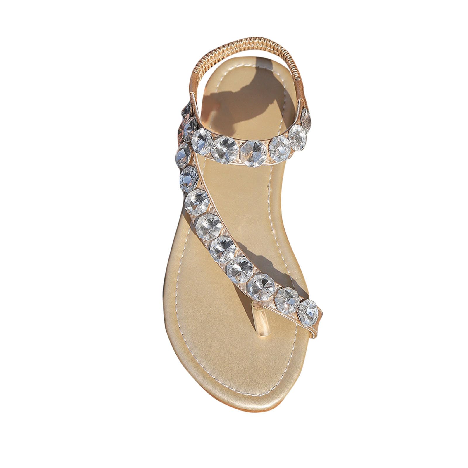 2024 Women's Rhinestone Flat Sandals - Sparkling Summer Beach Sandals | Fashionable & Versatile Clearance Sandals for Women | Perfect for Beach Vacations, Pool Parties & Casual Outings