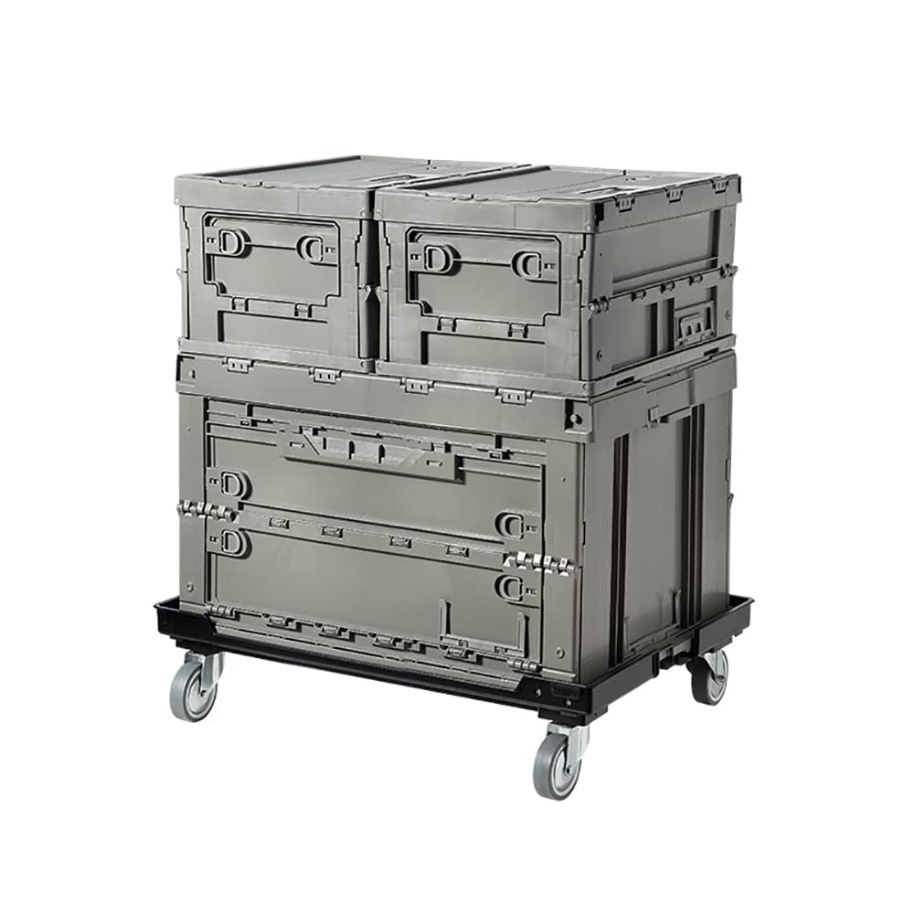 SHIOYAMA Collapsible Plastic Storage Box Set - 19L & 75L Camping Organizer with Wheels (Base Plate Not Included) | Portable Gear for Outdoor Adventures, Road Trips & Home Organization