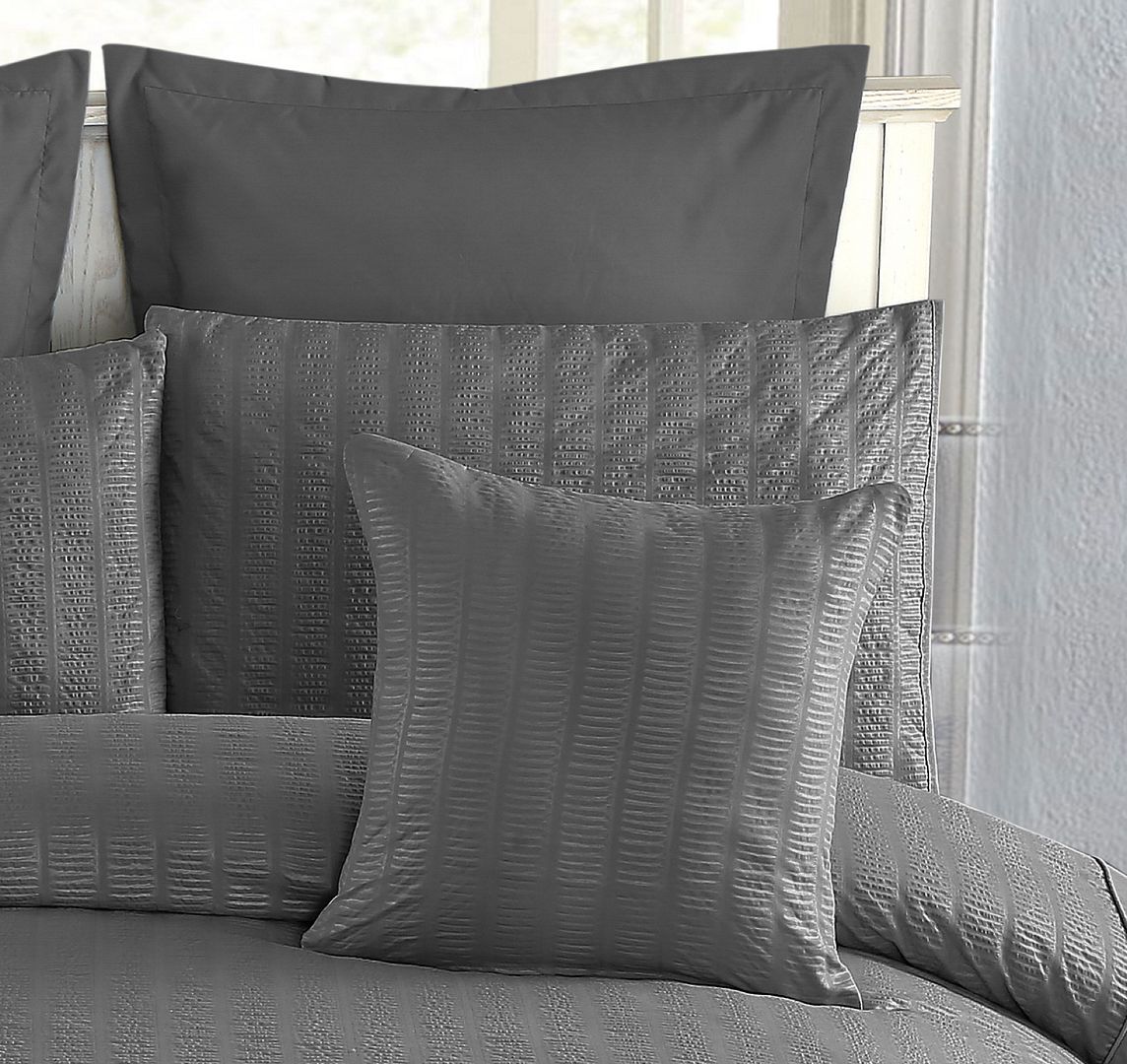 Premium 1000TC Ultra Soft Seersucker Cushion Covers - 2 Pack Charcoal Gray | Luxury Sofa & Bed Pillow Protectors for Living Room & Bedroom Decor