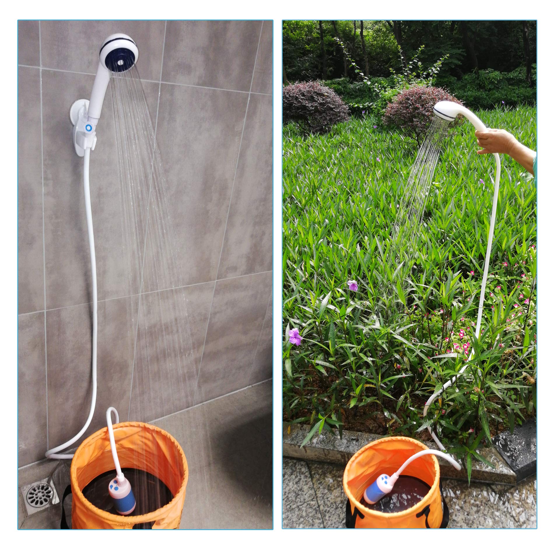 Portable Rechargeable Camp Shower - Iron Hammer Outdoor Shower for Camping, Hiking, Beach & Pet Washing | Battery-Powered Water Pump for RVs, Travel & Emergency Use
