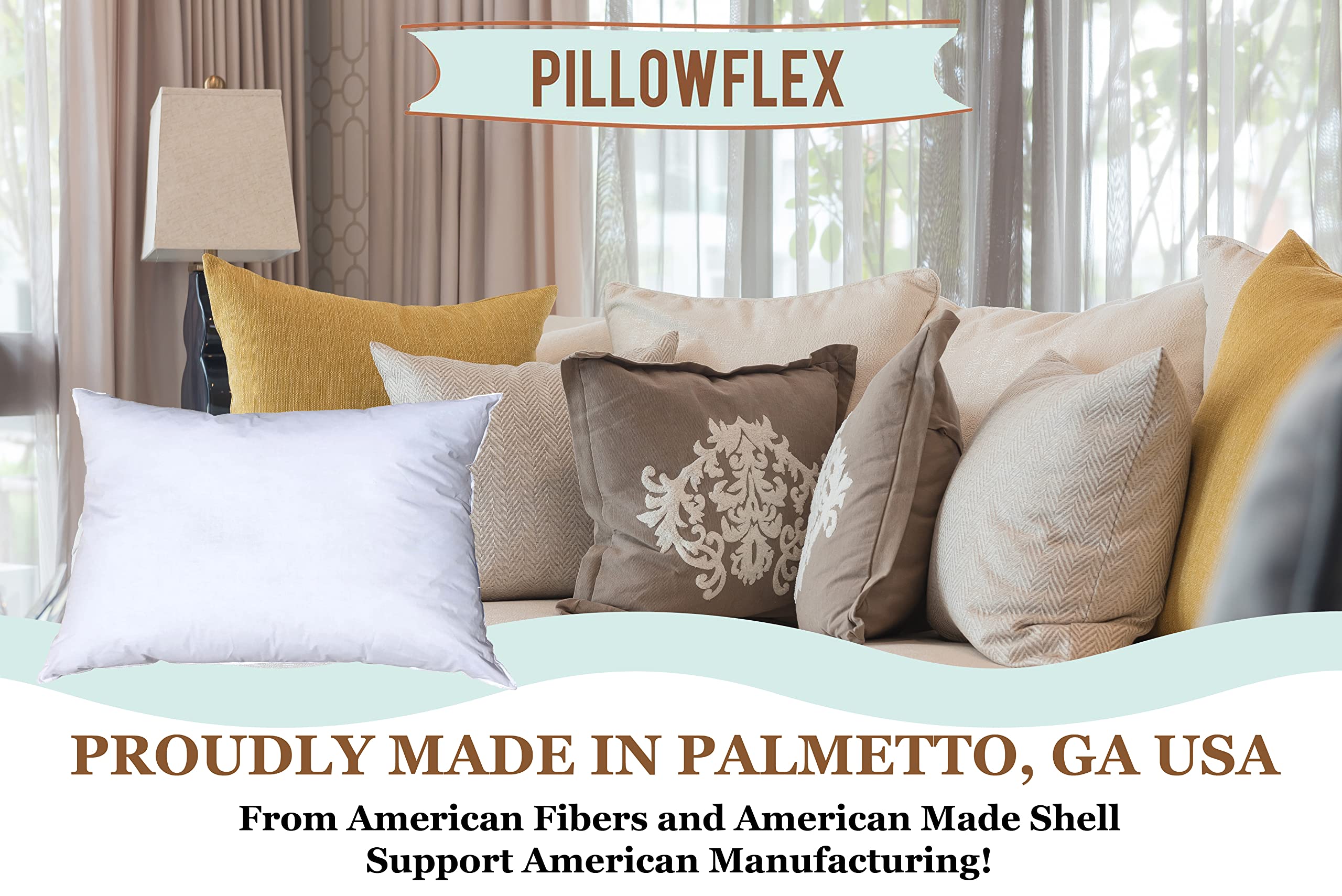 Pillowflex Synthetic Down Alternative Pillow Set - 2 Pack Plush & Soft Faux Down Throw Pillow Inserts 12x18 Inches for Bed, Sofa & Couch - Perfect for Sleeping, Decor & Comfort