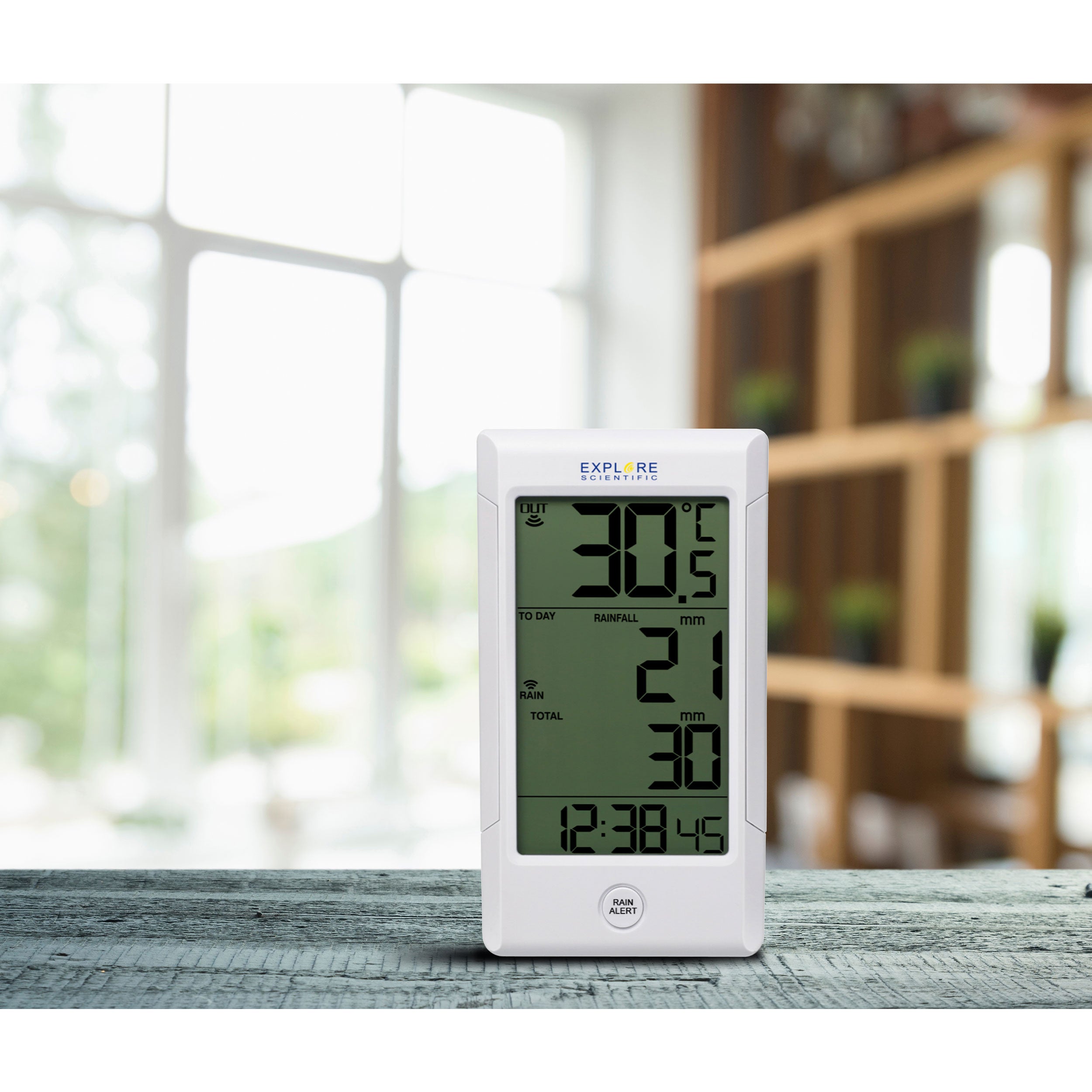Explore Scientific Wireless Rain Gauge with Outdoor Temperature Sensor - RGT1001 - Accurate Weather Monitoring for Home, Garden & Agriculture