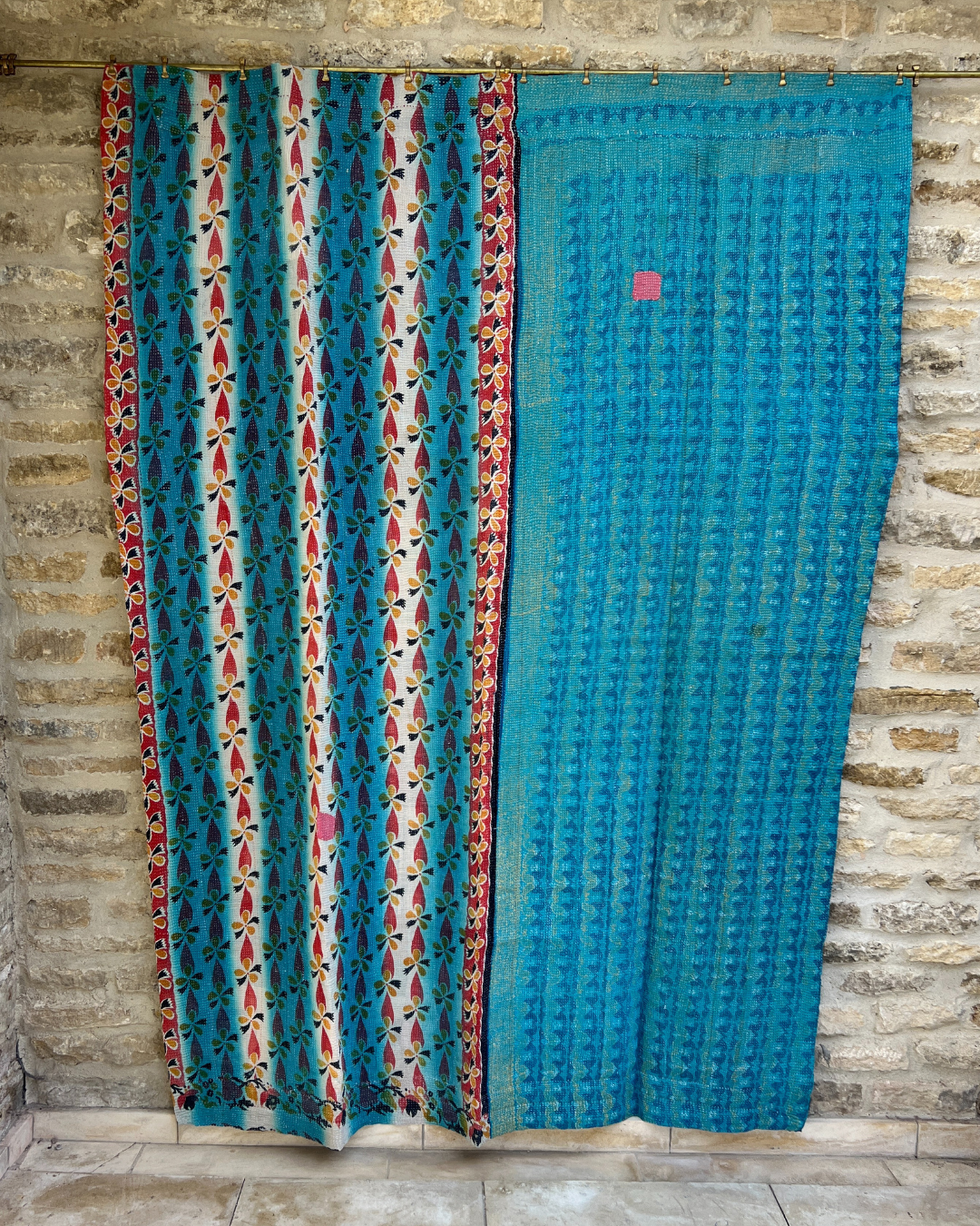Premium Heavyweight Kantha Quilt No. 781 - Handmade Cotton Patchwork Bedspread for Cozy Home Decor & Winter Warmth
