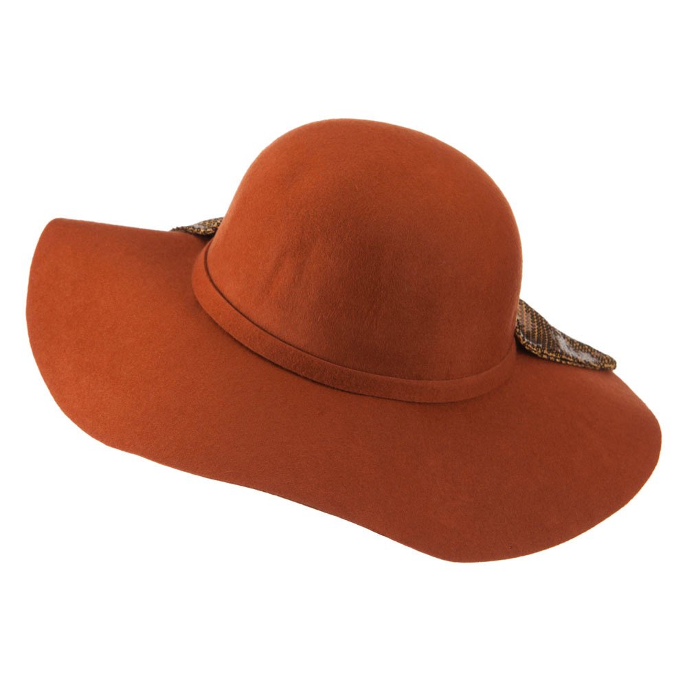 Wool Felt Wide Brim Hat with Big Sequin Bow - Pecan Brown | Fashion Winter Hat for Women, Outdoor Events & Holiday Parties