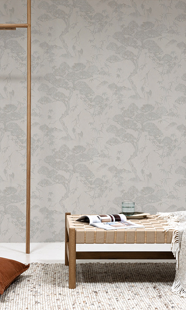 Beige Zen Scenery Wallpaper R6423 - Calming Nature Inspired Peel & Stick Wall Mural for Bedroom, Living Room & Office Decor
