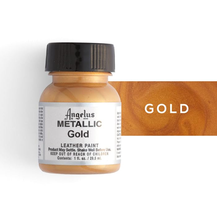 Angelus Acrylic Paint 4 Oz (118ml) - Metallic Gold Leather & Shoe Paint for Sneakers, Bags, DIY Crafts - High Quality, Fast Drying, Waterproof Finish for Customization & Repair