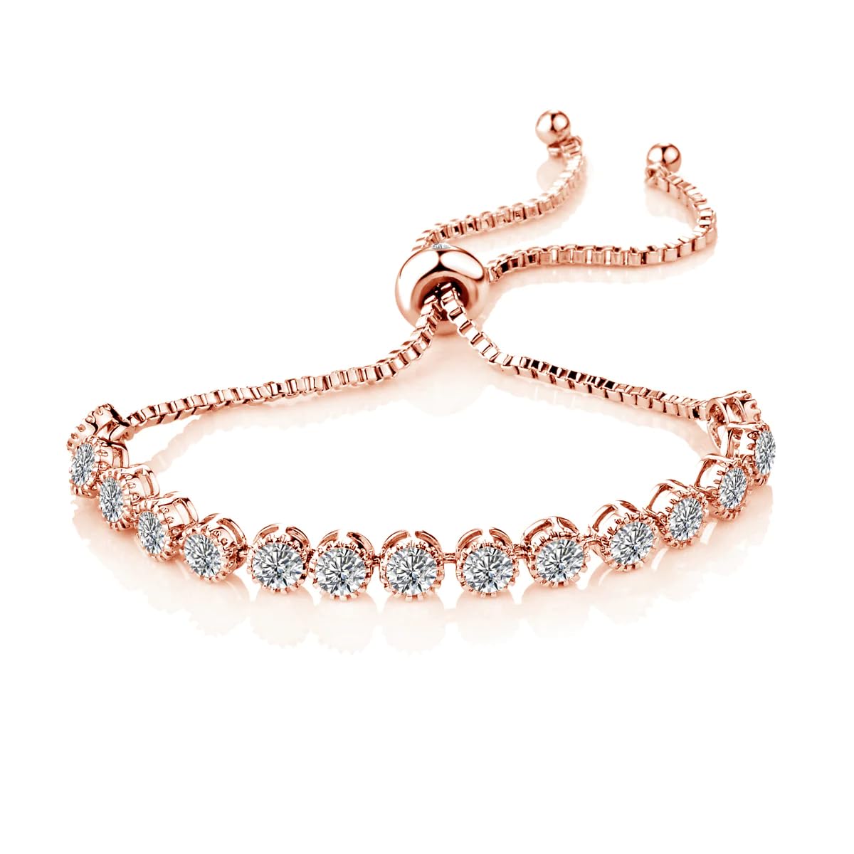 Philip Jones Rose Gold Plated Zircondia® Crystal Friendship Bracelet - Perfect Gift for Women, Best Friends & Special Occasions