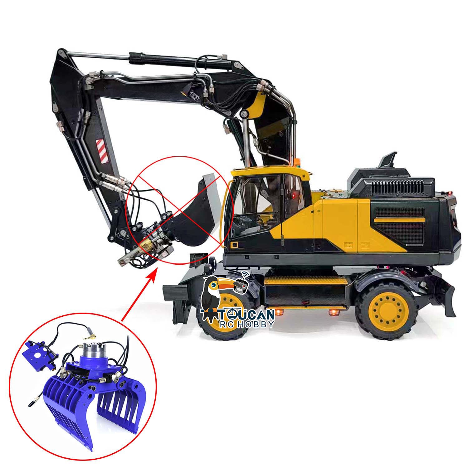 1:14 Scale RC Hydraulic Excavator - Metal 3-Arm Remote Control Construction Toy with Tiltable Clamshell Bucket & Wheeled Base | Realistic Simulation Model for Kids & Adults | Perfect for Construction Play, STEM Learning & Collectors
