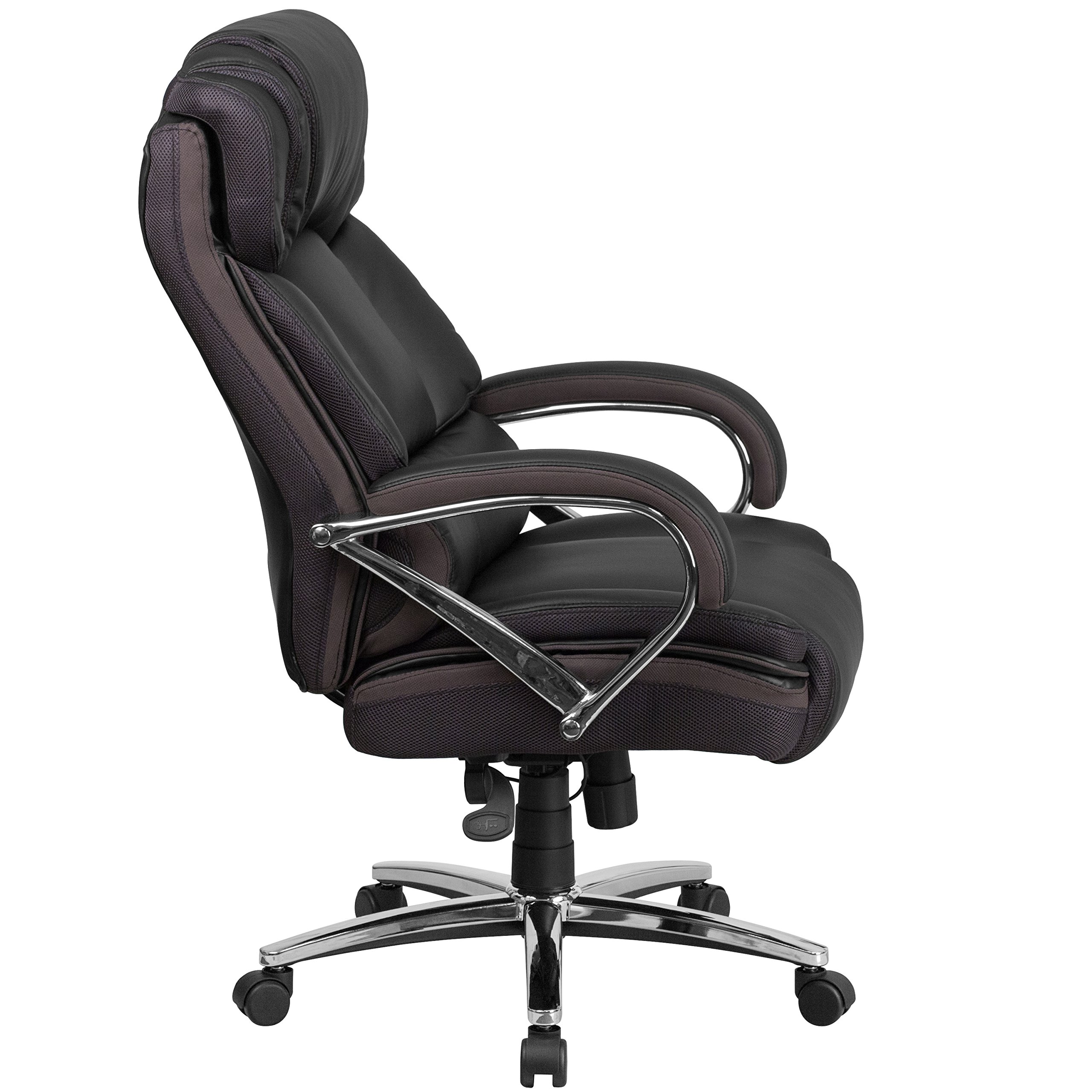 500 lb. Capacity Big & Tall Black LeatherSoft Executive Swivel Arm Ergonomic Office Chair - Heavy Duty Support for Home & Business Workspaces
