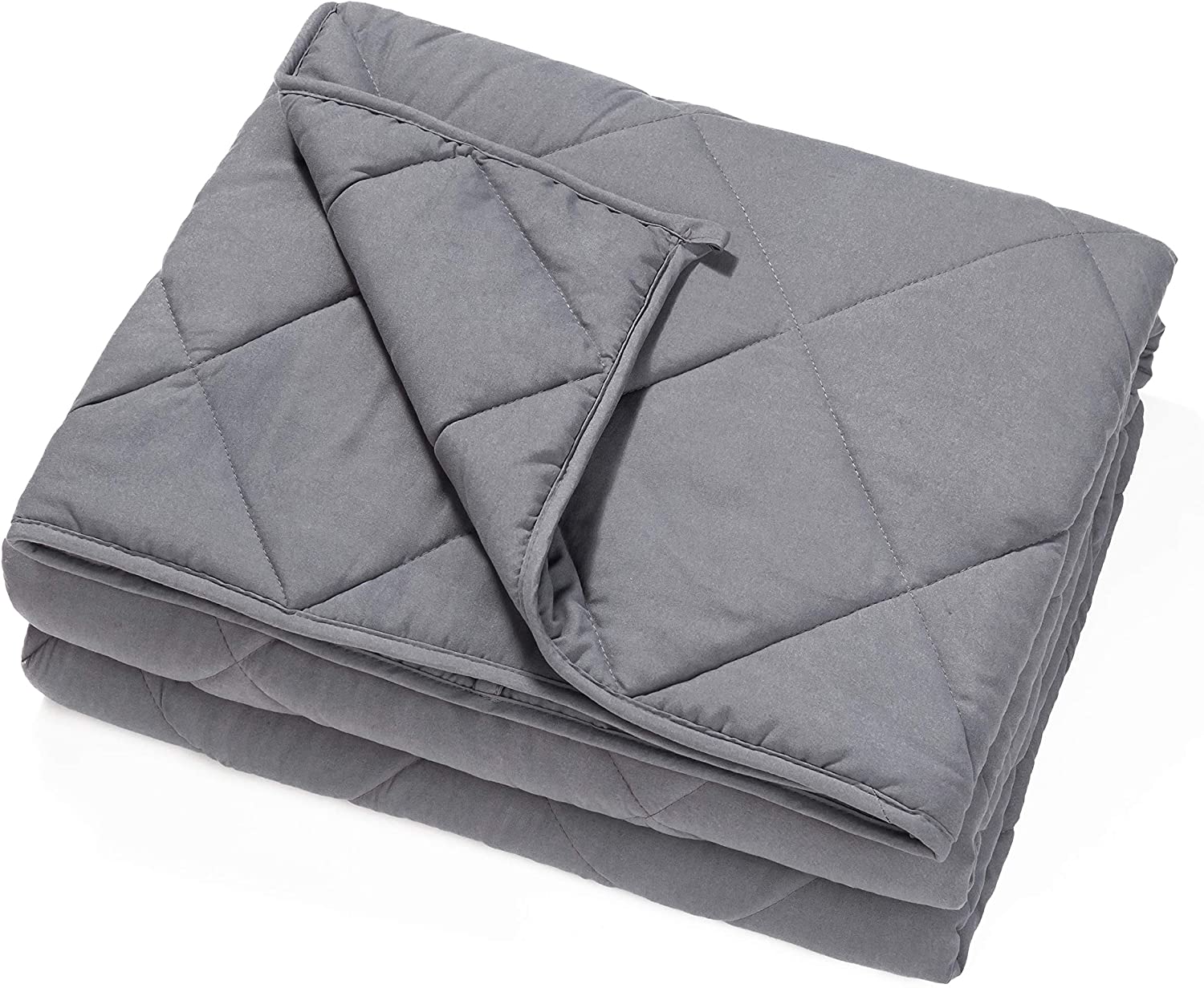 MARINA Queen Size 15lb Weighted Grey Blanket for Adults - Heavy Cooling Weighted Blanket for Anxiety Relief & Better Sleep - Perfect for Stress Relief, Insomnia & Relaxation at Home or Travel