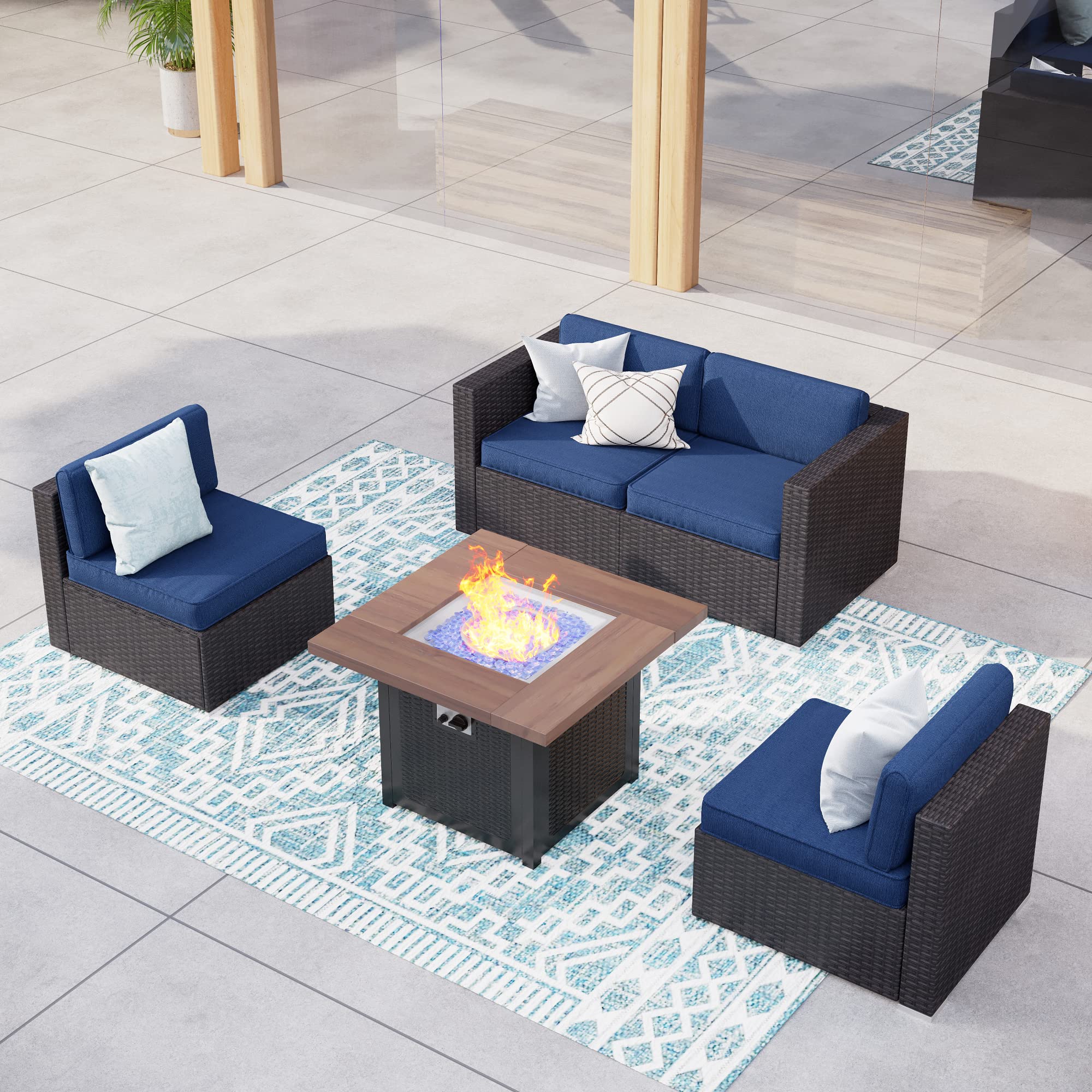 MFSTUDIO 5-Piece Outdoor Patio Furniture Set with 34