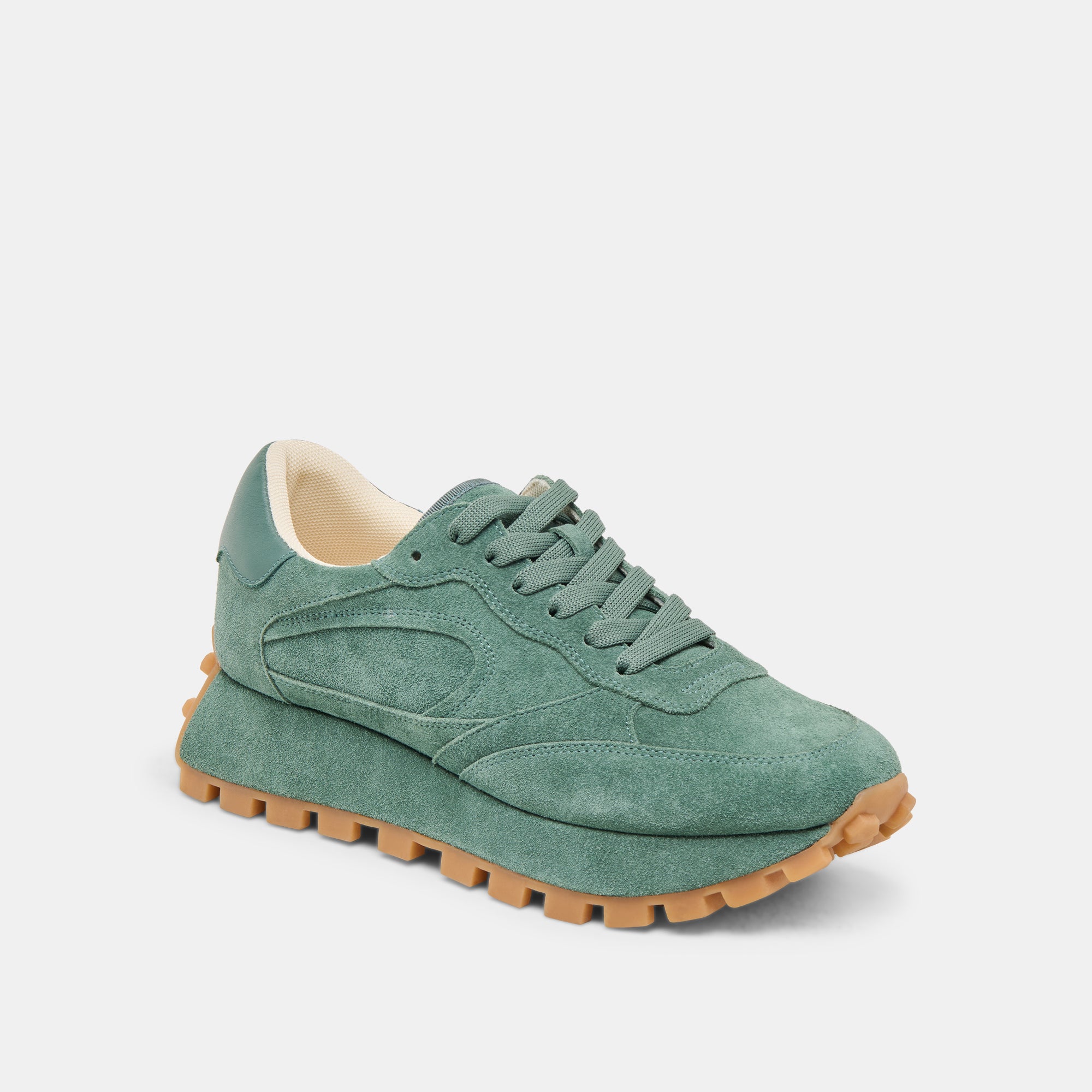 TRICIA Women's Sneakers - DK Green Suede Casual Shoes for Walking, Running & Everyday Wear | Comfortable & Stylish Footwear for Women