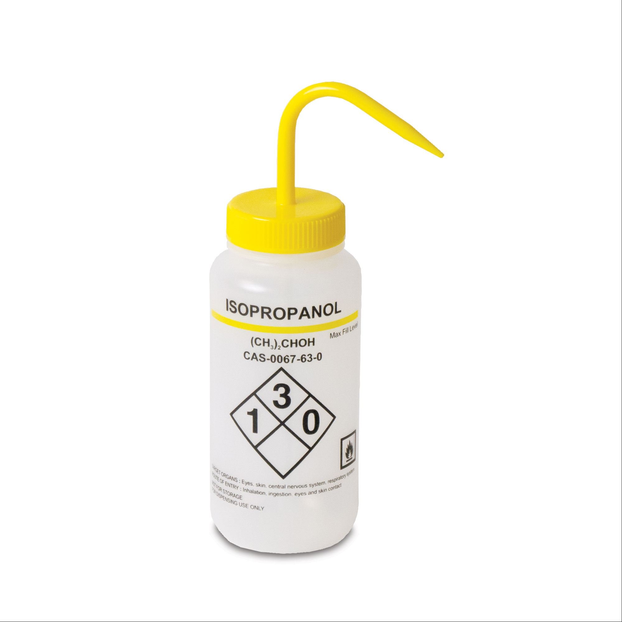 500mL Isopropanol Wash Bottles - Vented Right to Know GHS Safety Label - Ideal for Laboratory Cleaning, Chemical Handling & Science Experiments