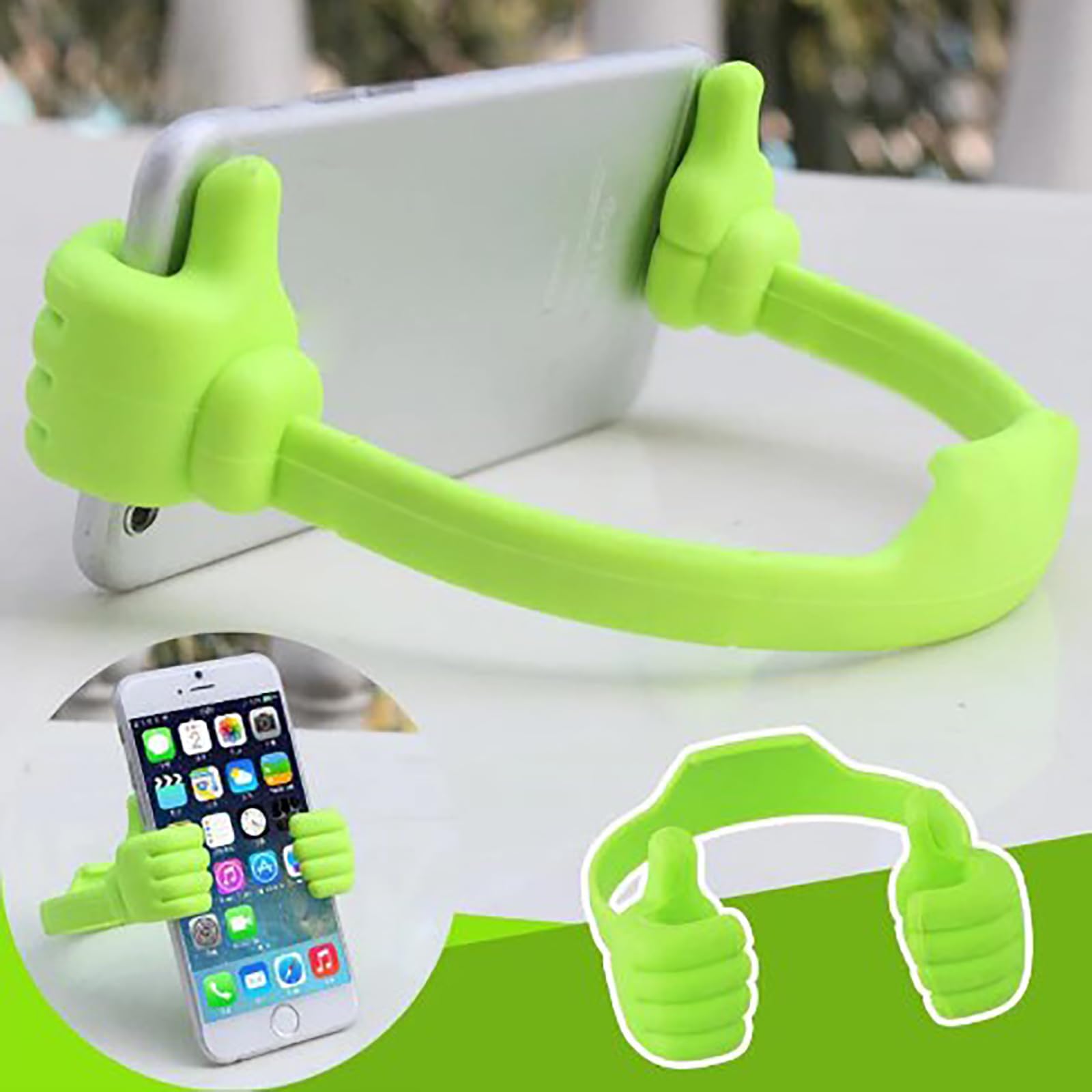 Under Sunnie Phone Holder - Gepodge-3 Adjustable Lazy Phone Stand | Multi-Color Portable Desktop Phone Stand for iPhone, Samsung & Smartphones (2 Pack, Green) | Perfect for Office, Bed, Car & Travel Use