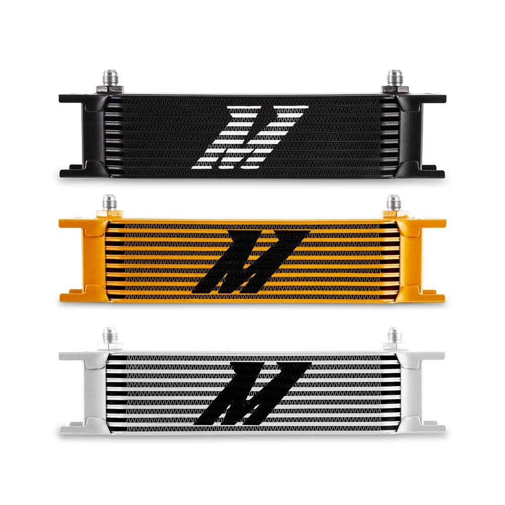 Mishimoto MMOC-10-6BK Universal 10-Row Oil Cooler with 6AN Fittings - High Performance Black Oil Cooler for Cars, Trucks & Racing Vehicles - Perfect for Engine Cooling & Performance Upgrades