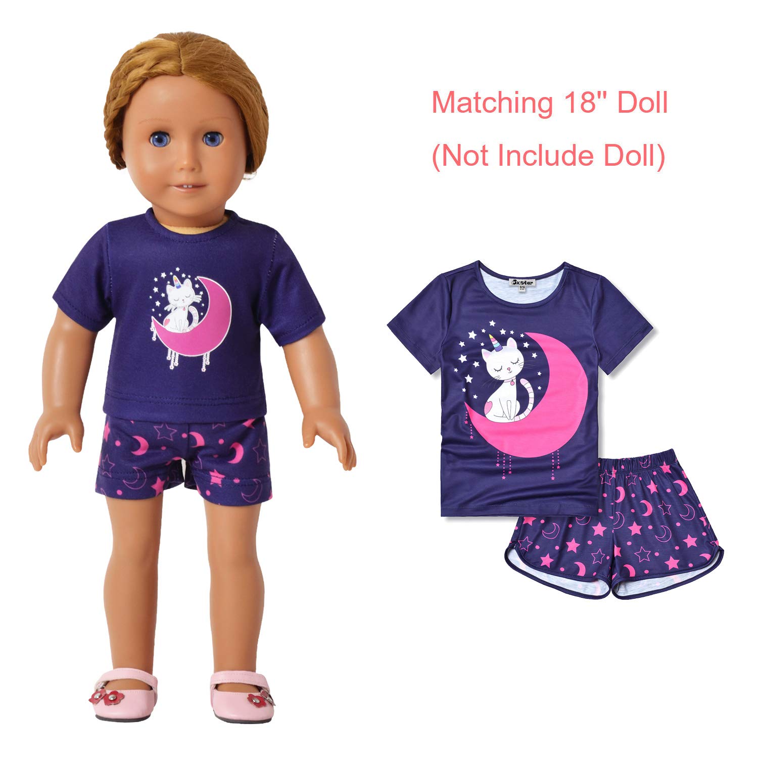 **Unicorn Pajama Set for Girls & Matching Doll Clothes - Soft & Cute American Girl Doll Pjs - Perfect for Sleepovers, Birthday Gifts & Playtime**