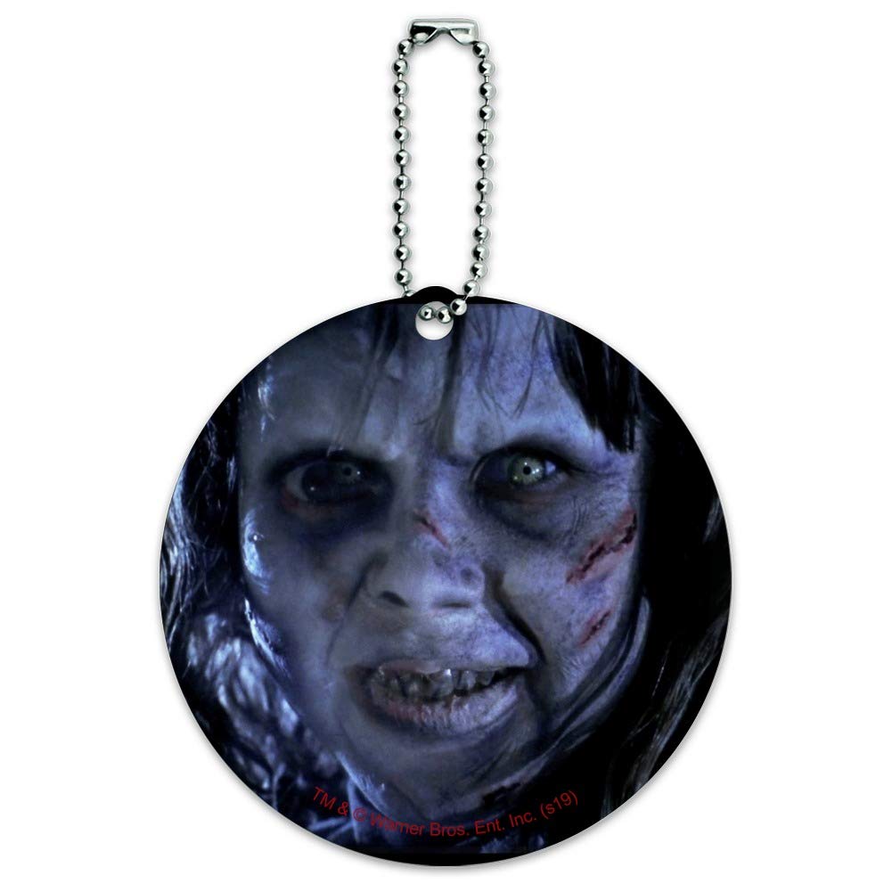 The Exorcist Regan Character Round Luggage ID Tag Card - Horror Movie Inspired Suitcase Tag for Carry-On Bags, Backpacks & Travel Accessories