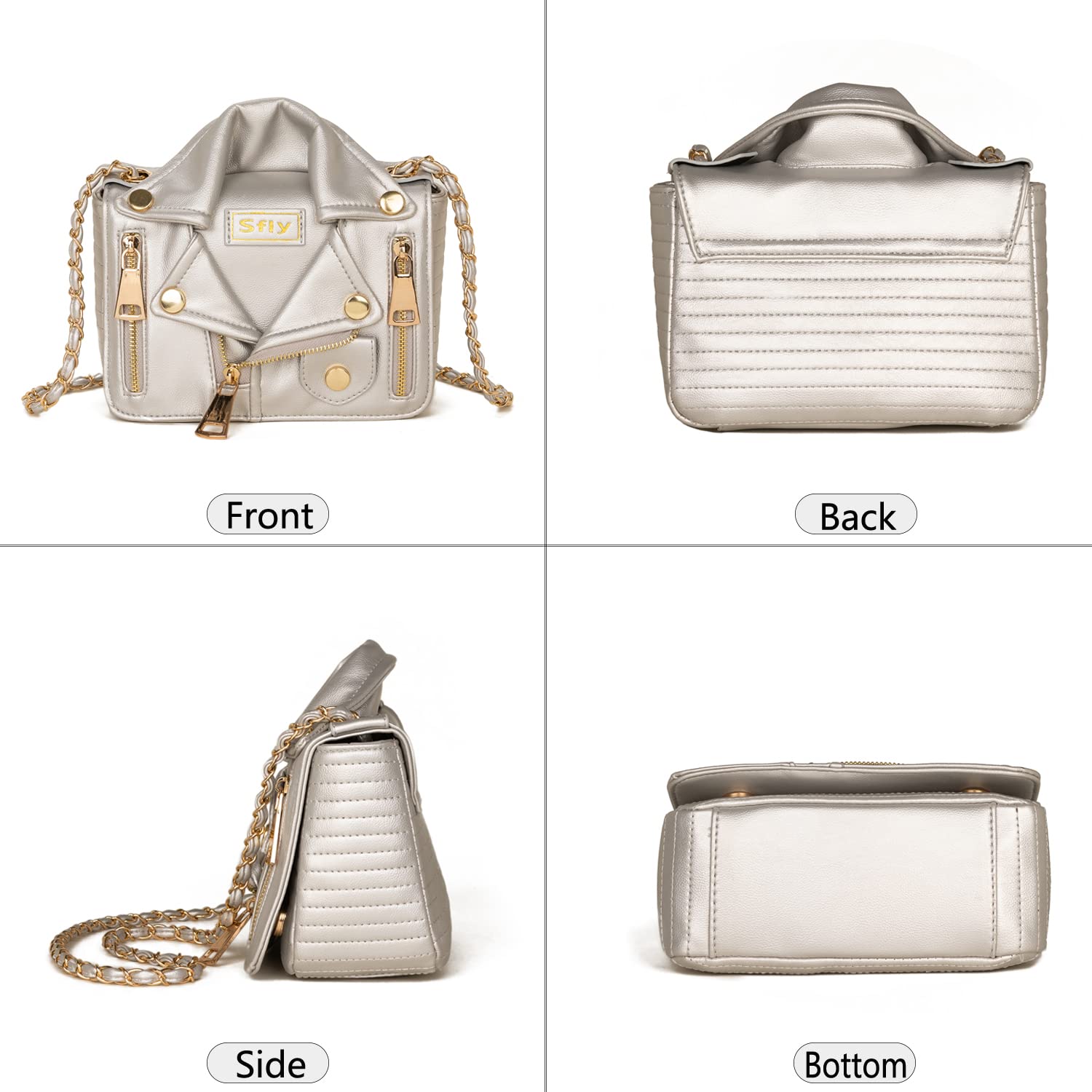Women's Leather Satchel Bag with Chain Strap - Crossbody Shoulder Purse for Ladies, Evening Clutch Handbag, Unique Cute Jacket Bag - Perfect for Work, Date Night & Special Occasions
