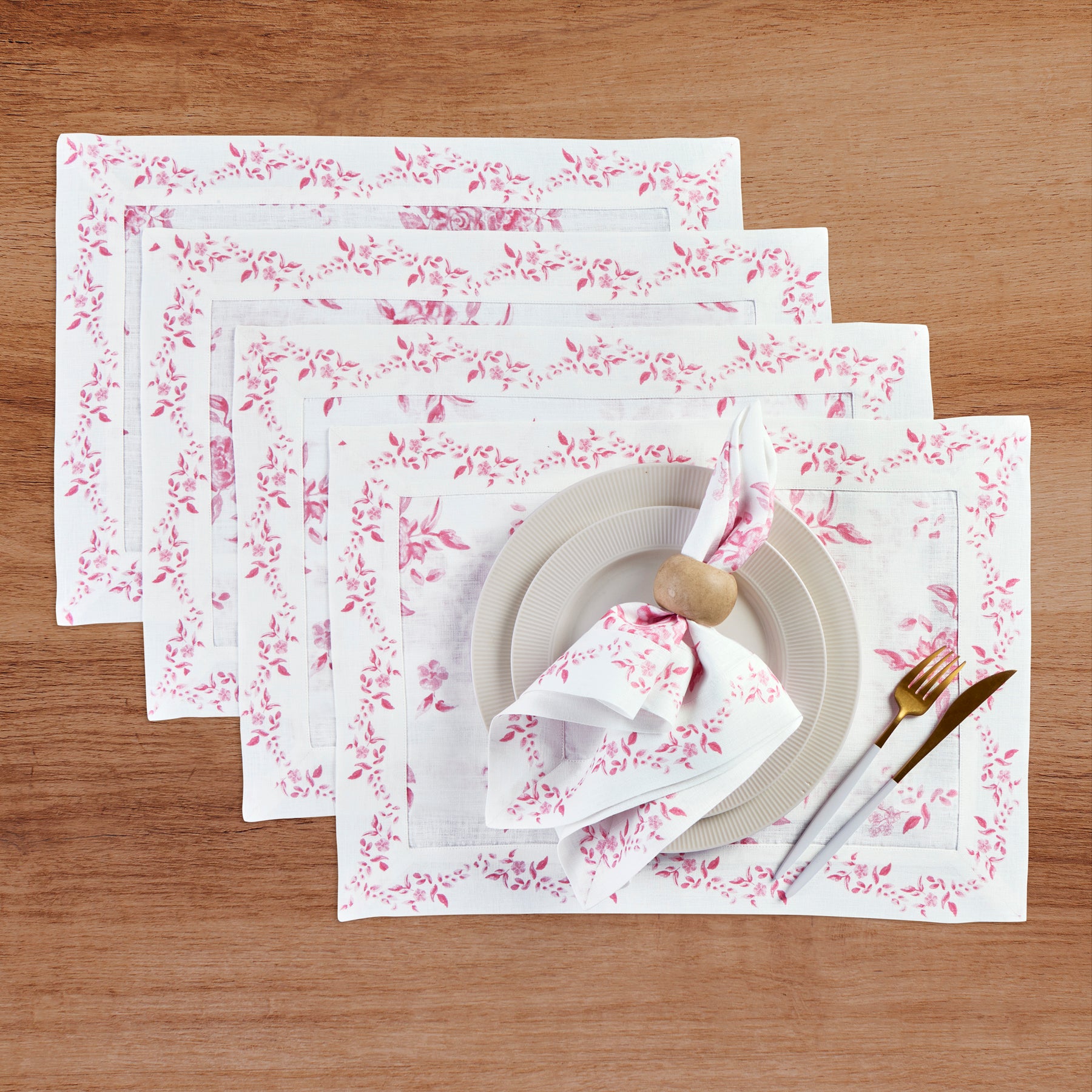 Jolie Fleur Placemats Set of 4 - Elegant Floral Table Mats for Dining, Kitchen Decor & Holiday Entertaining