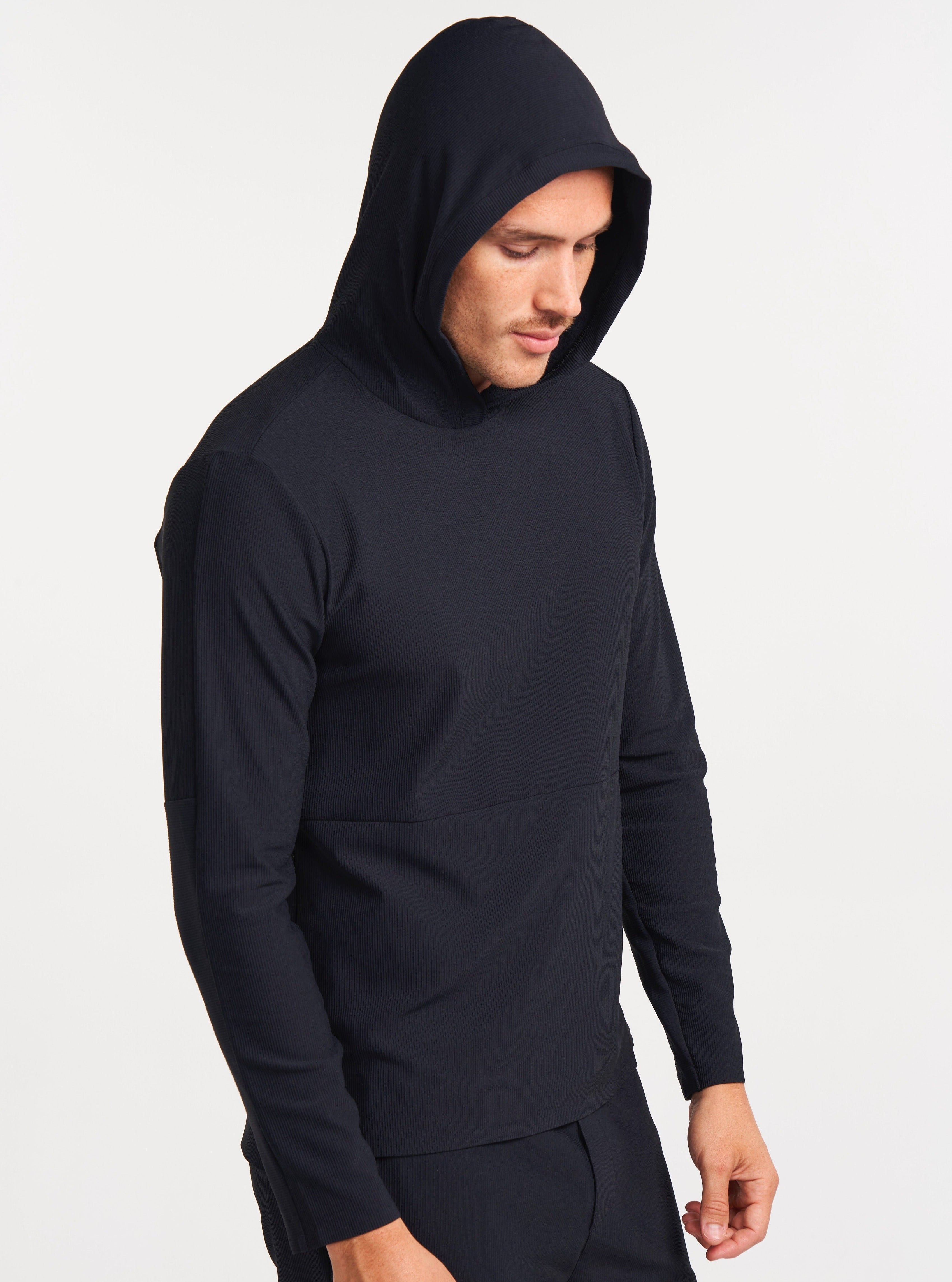 ALTRN Rib Hoodie for Men & Women - Soft & Comfortable Black Pullover Sweatshirt - Perfect for Casual Wear, Gym, and Outdoor Activities