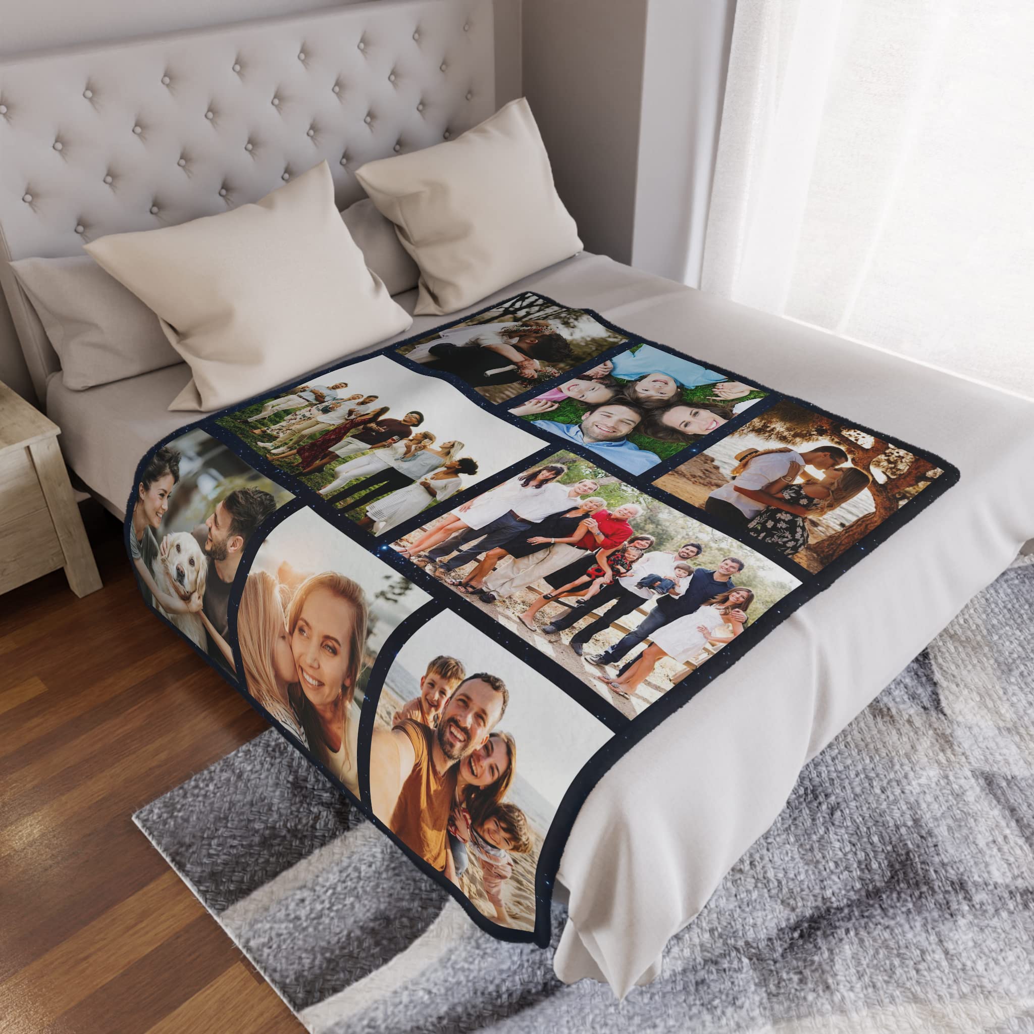 Custom Photo Blanket - Personalized Fleece Throw Blanket with Text & Collage | Family Gifts for Birthday, Christmas, Wedding Anniversary | Cozy Home Decor, Gift Idea for Loved Ones