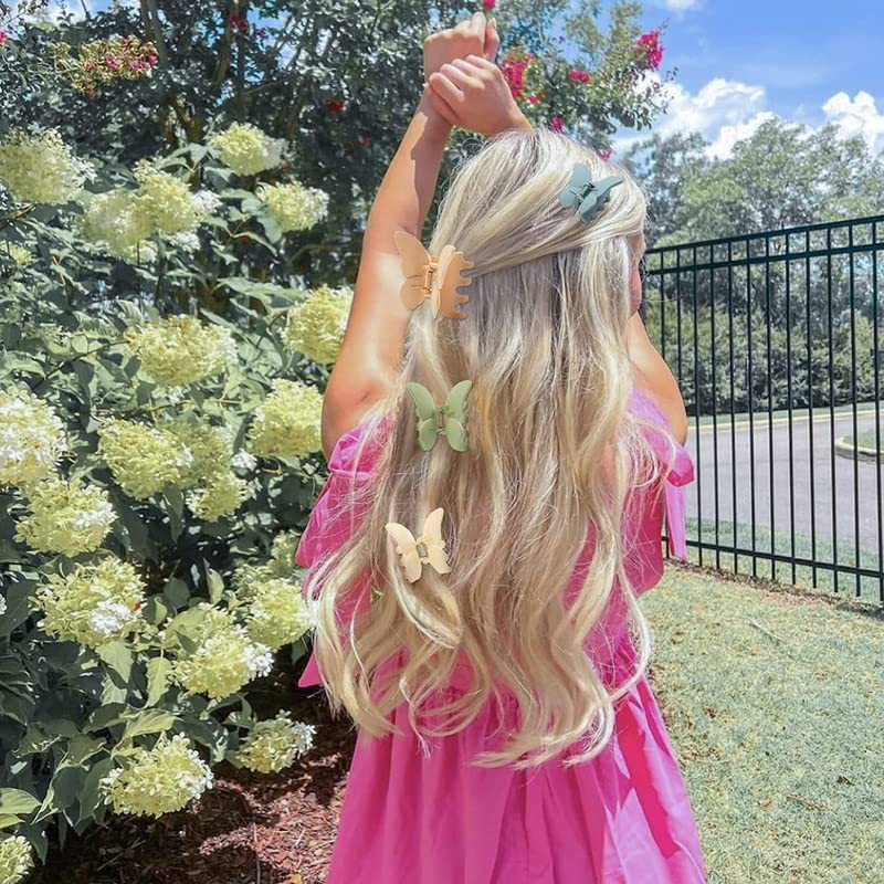 SHIDARA 6 PCS Butterfly Hair Clips for Women & Girls - 2.6 Inch Cute Matte Hair Claw Clips, Medium Size for Thick Hair, Non-Slip Small Jaw Clips - Perfect for School, Work, Parties & Everyday Styling