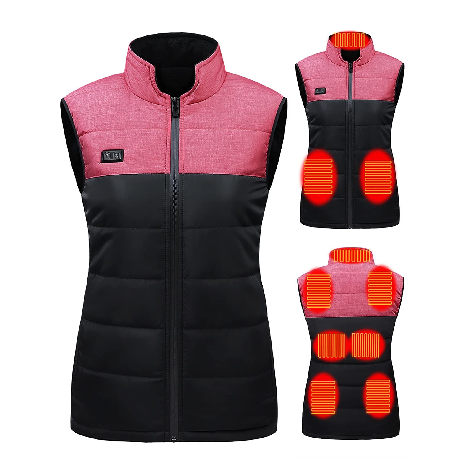 GUROA USB Electric Heated Vest for Men & Women - Adjustable Dual Switch, 9 Heating Zones - Perfect for Winter Outdoor Activities, Camping, Hiking & Cold Weather Work