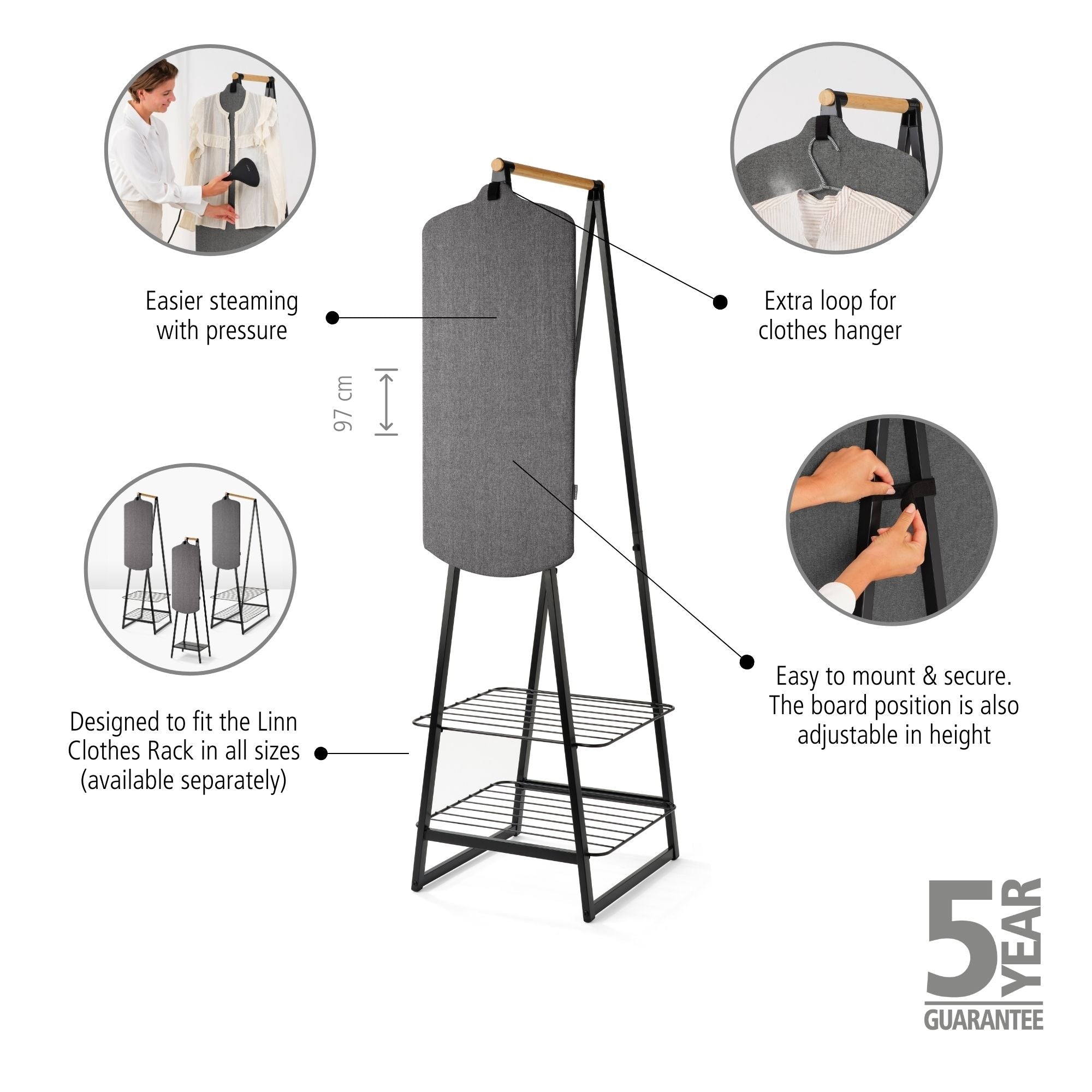 Linn Steam Board - Premium Wooden Ironing Board for Home & Travel | Compact, Lightweight & Foldable | Perfect for Clothes, Fabrics & DIY Projects